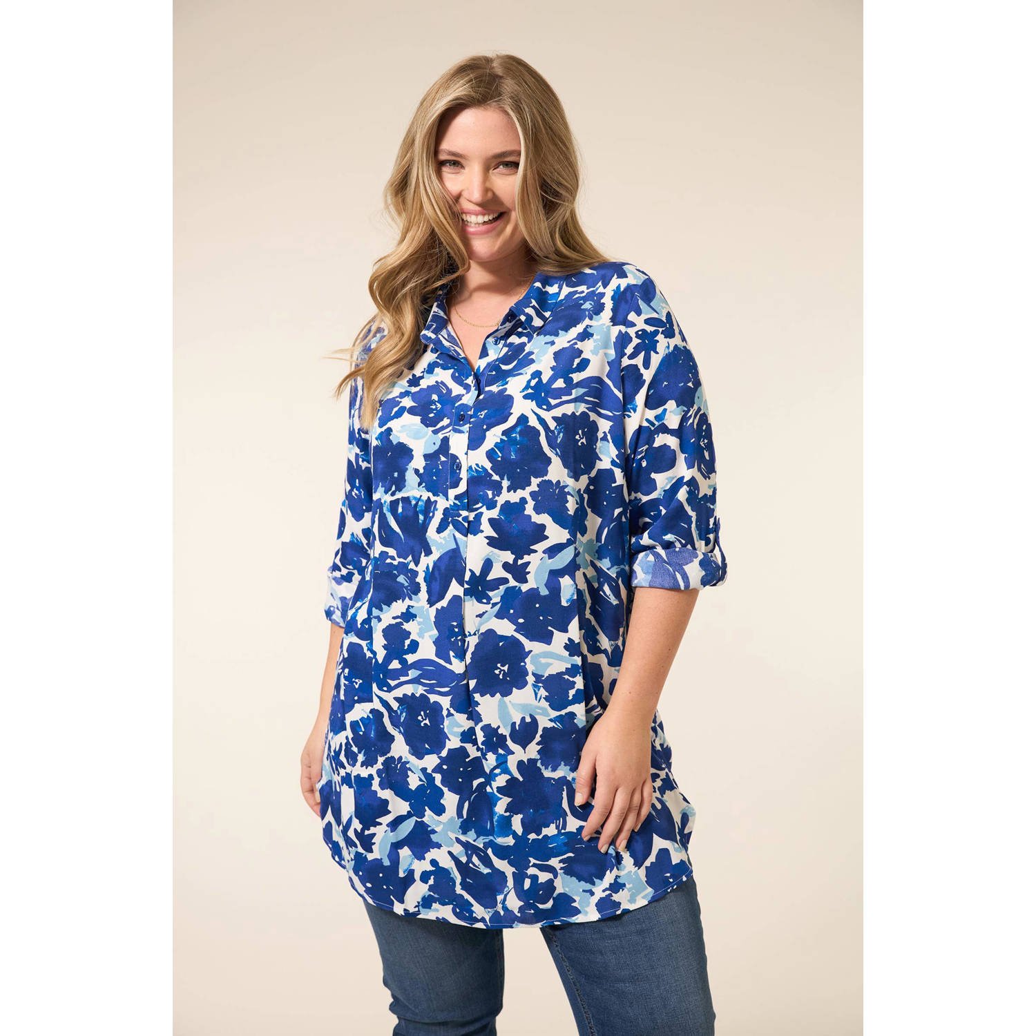 Miss Etam Plus tuniek blauw