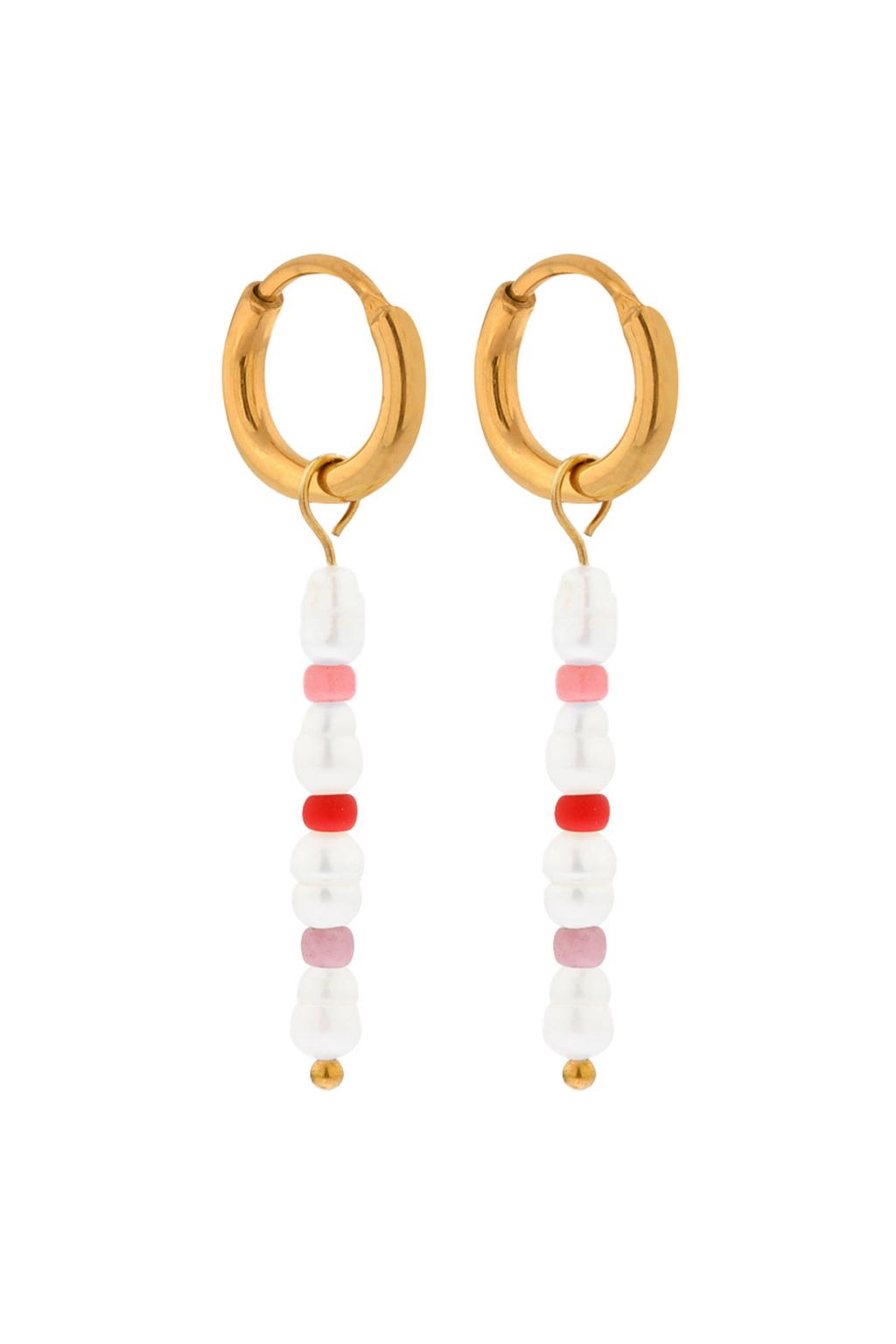 Label Kiki gold plated oorbellen Summer Pearl Hoops