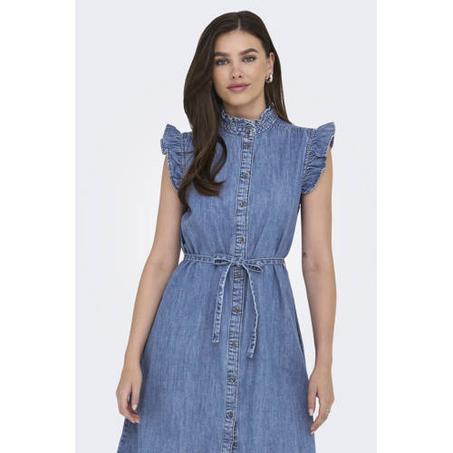 ONLY denim spijkerjurk gebreid medium blue denim afbeelding