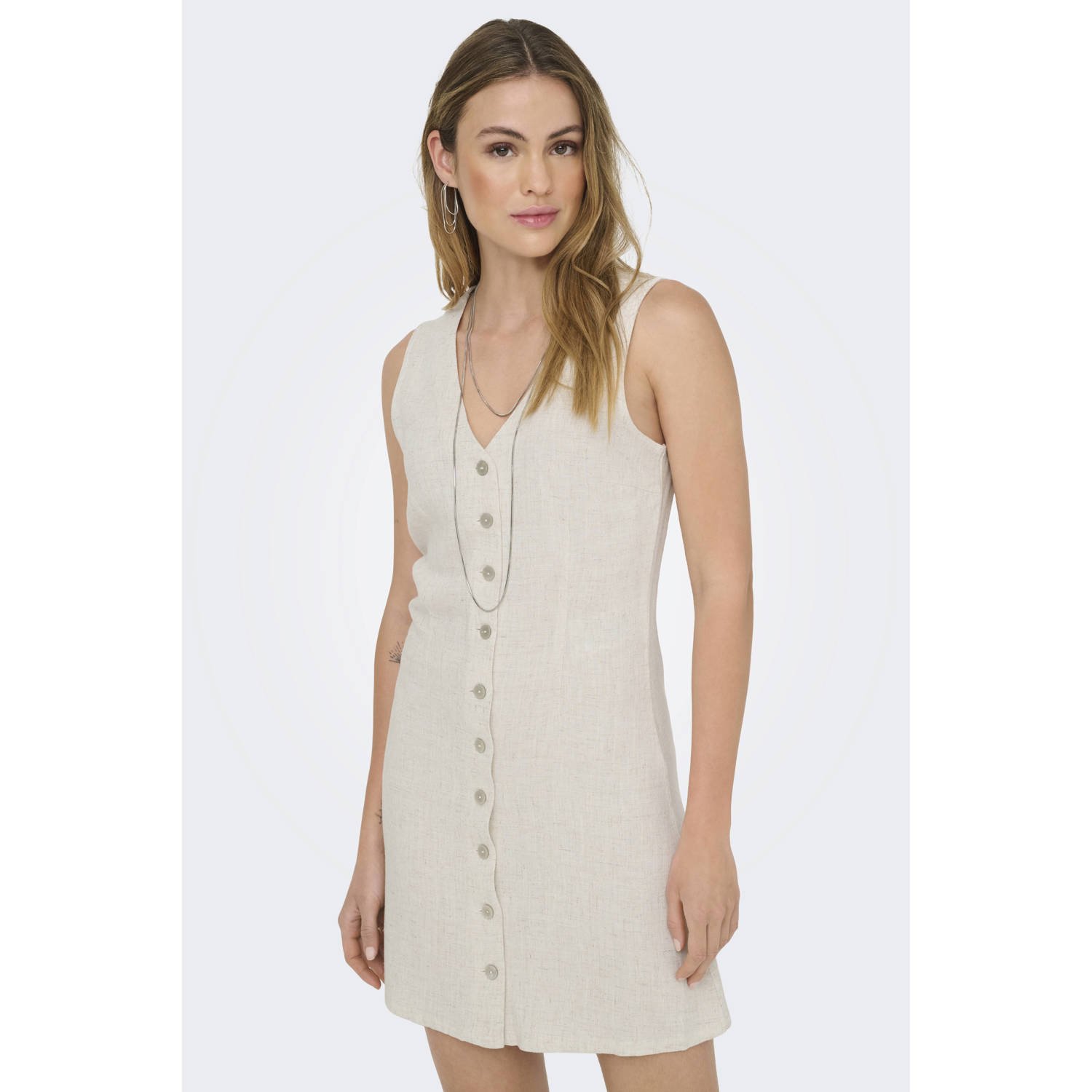 ONLY linnen zomerjurk beige