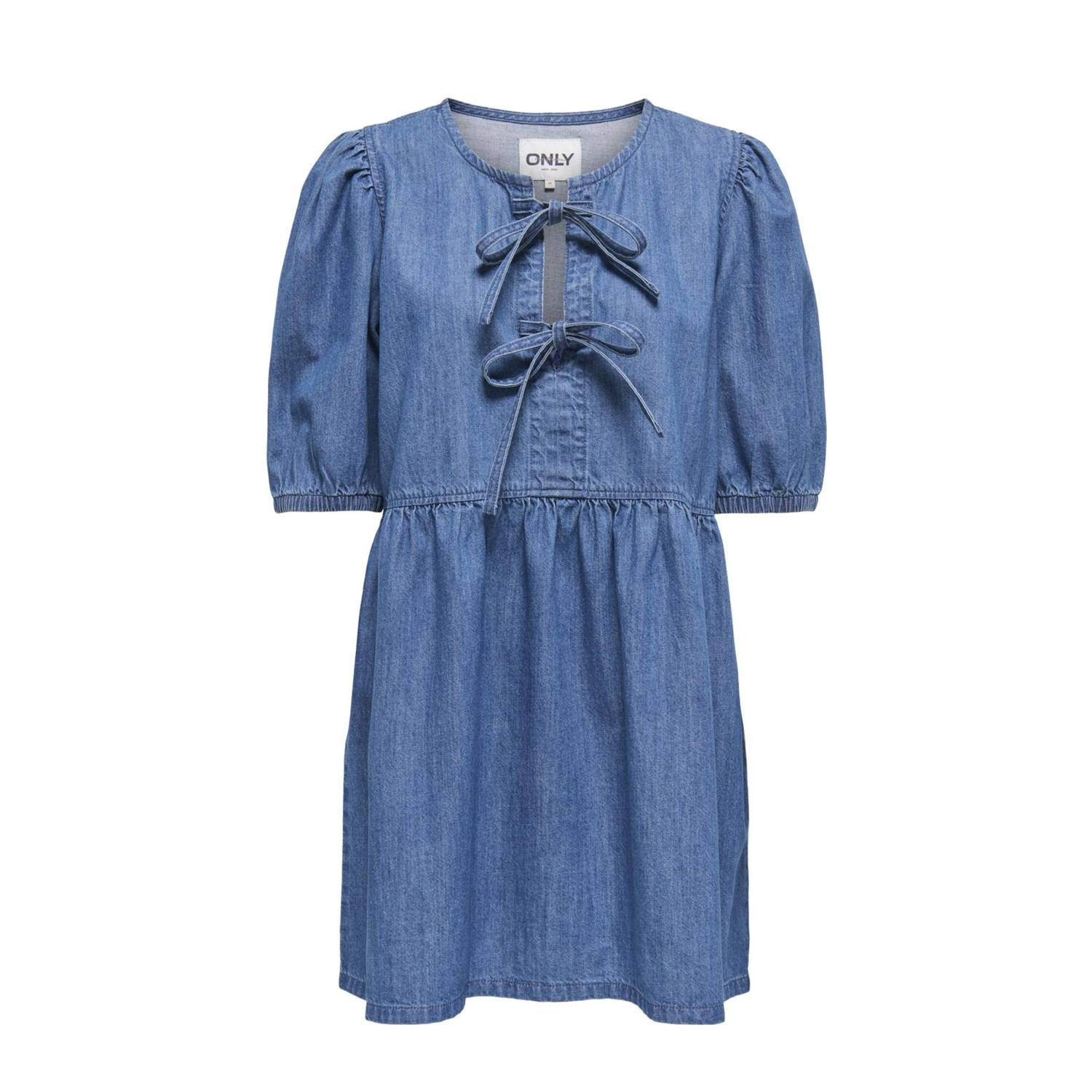 ONLY denim jurk gebreid medium blue denim