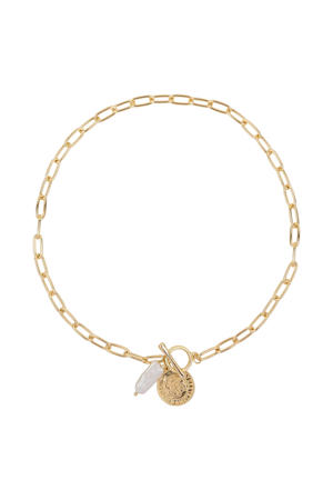 ketting Coin Pearl goudkleurig