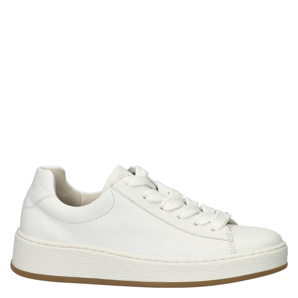 Witte dames Gabor Optifit leren sneakers met veters