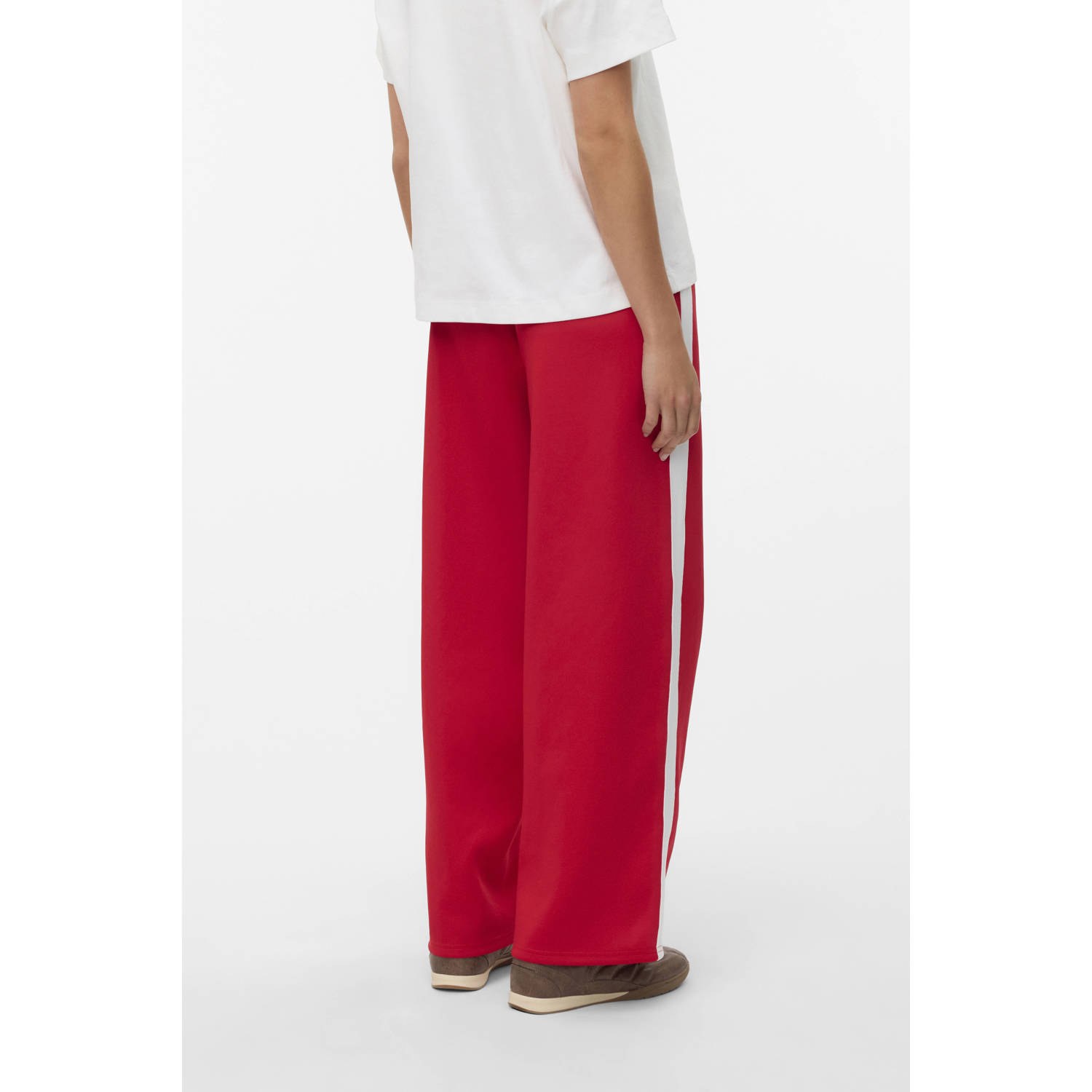 VERO MODA wide leg regular waist casual broek donkerrood