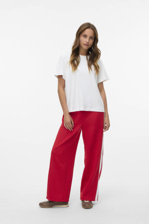 wide leg regular waist casual broek donkerrood