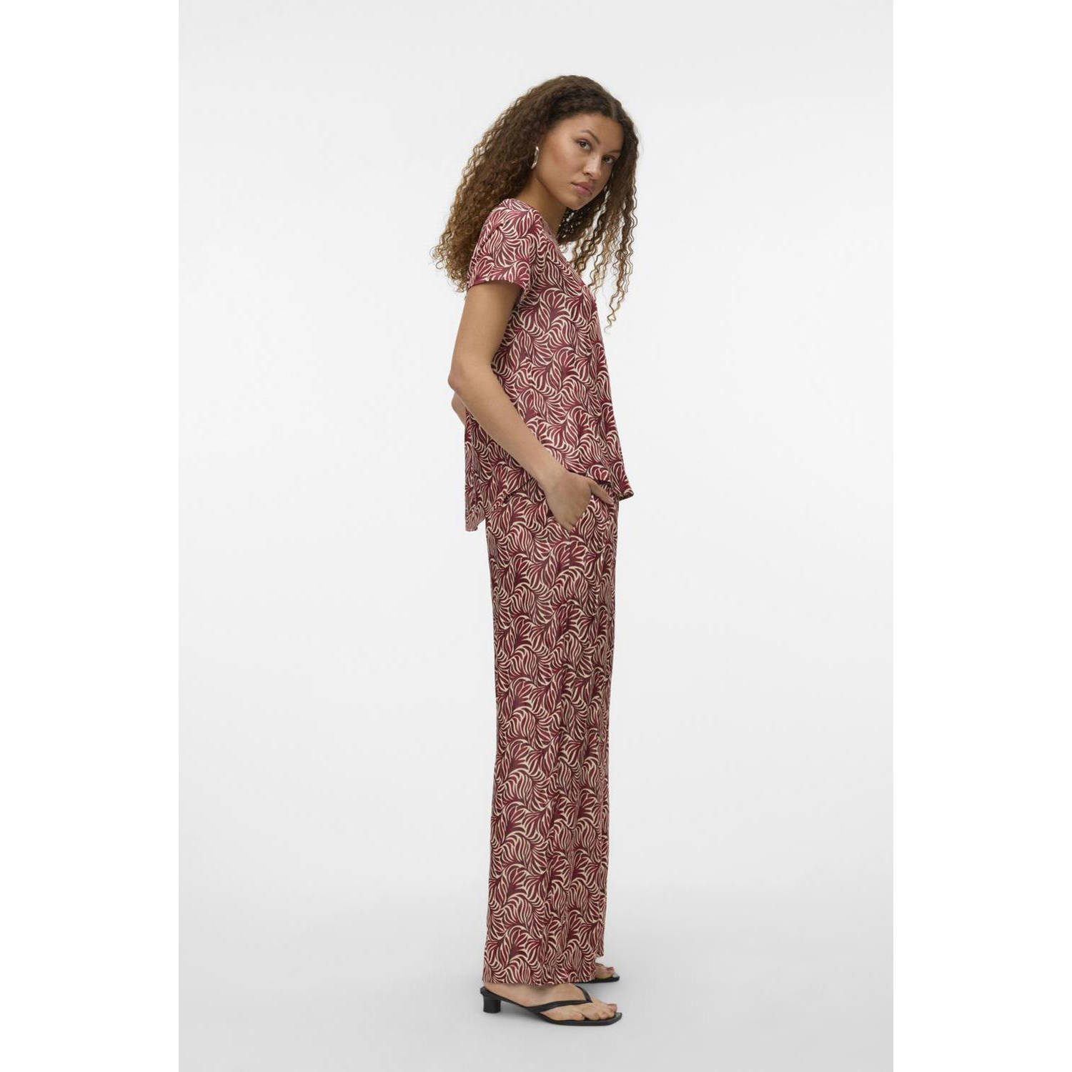 VERO MODA high waist casual broek rood