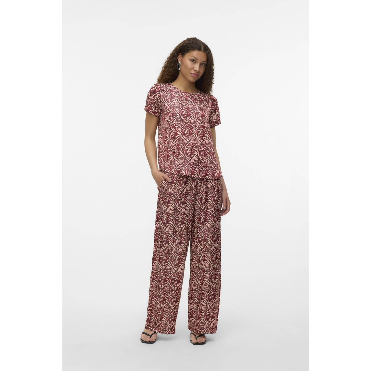 VERO MODA high waist casual broek rood