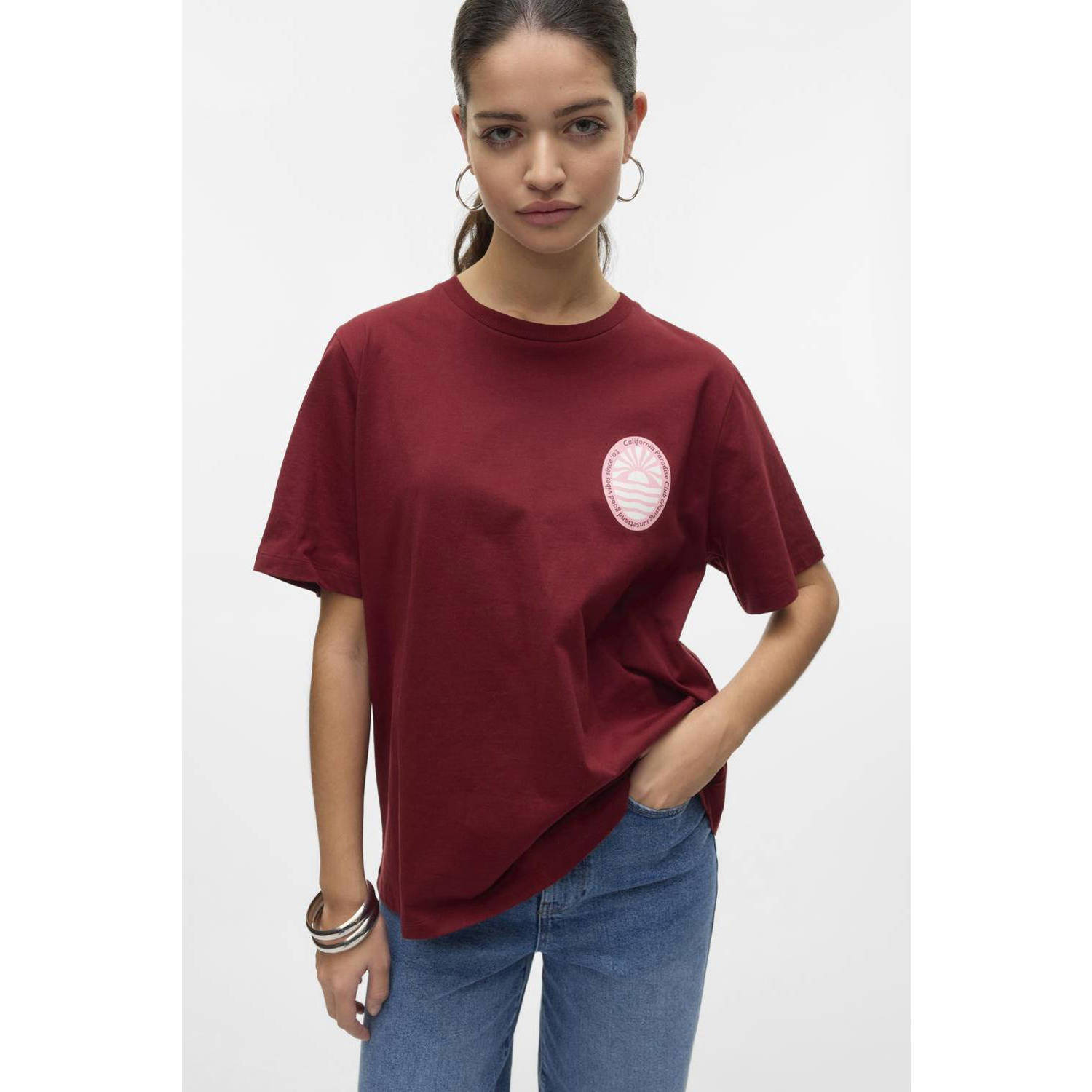 VERO MODA T-shirt donkerrood