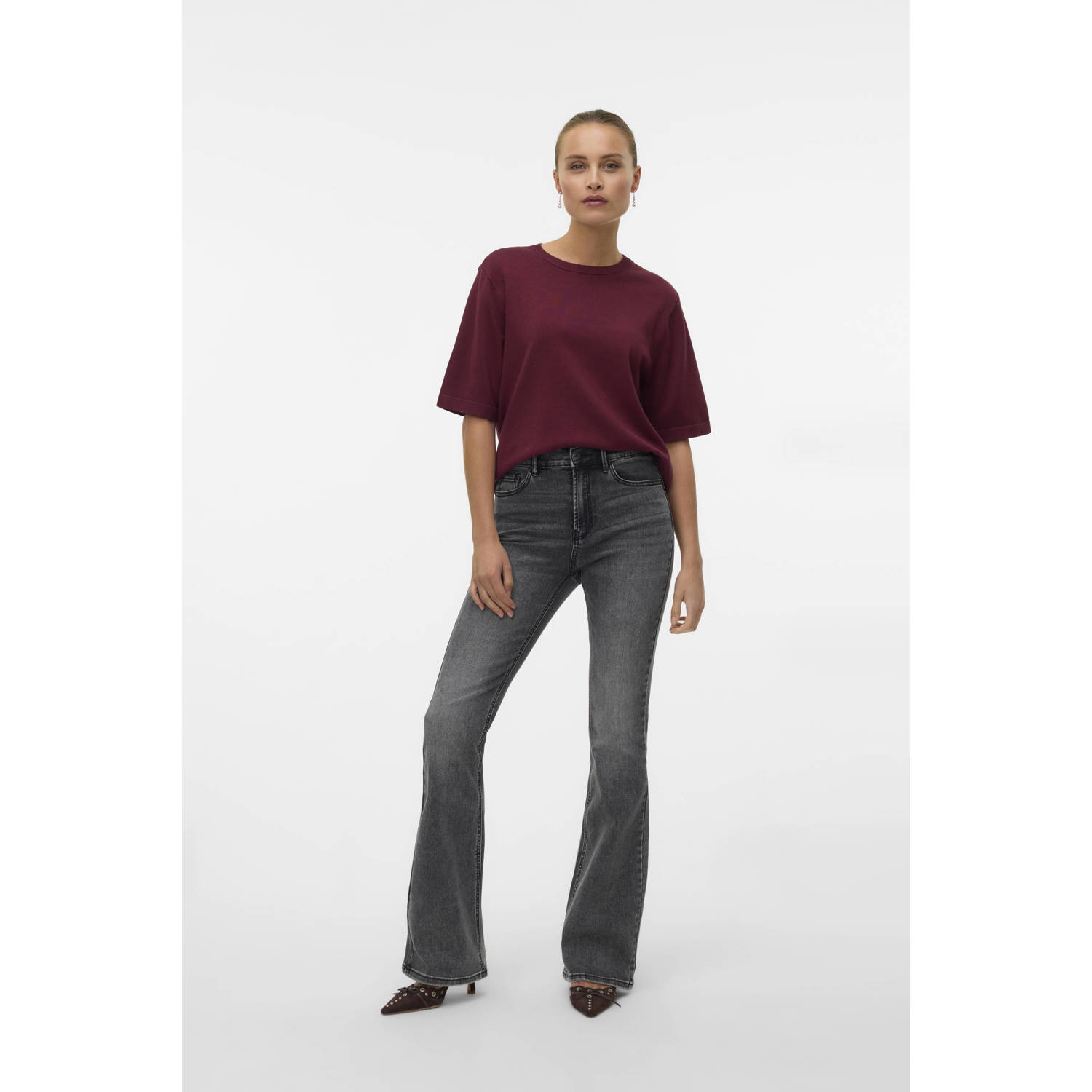 VERO MODA pullover donkerrood gebreid