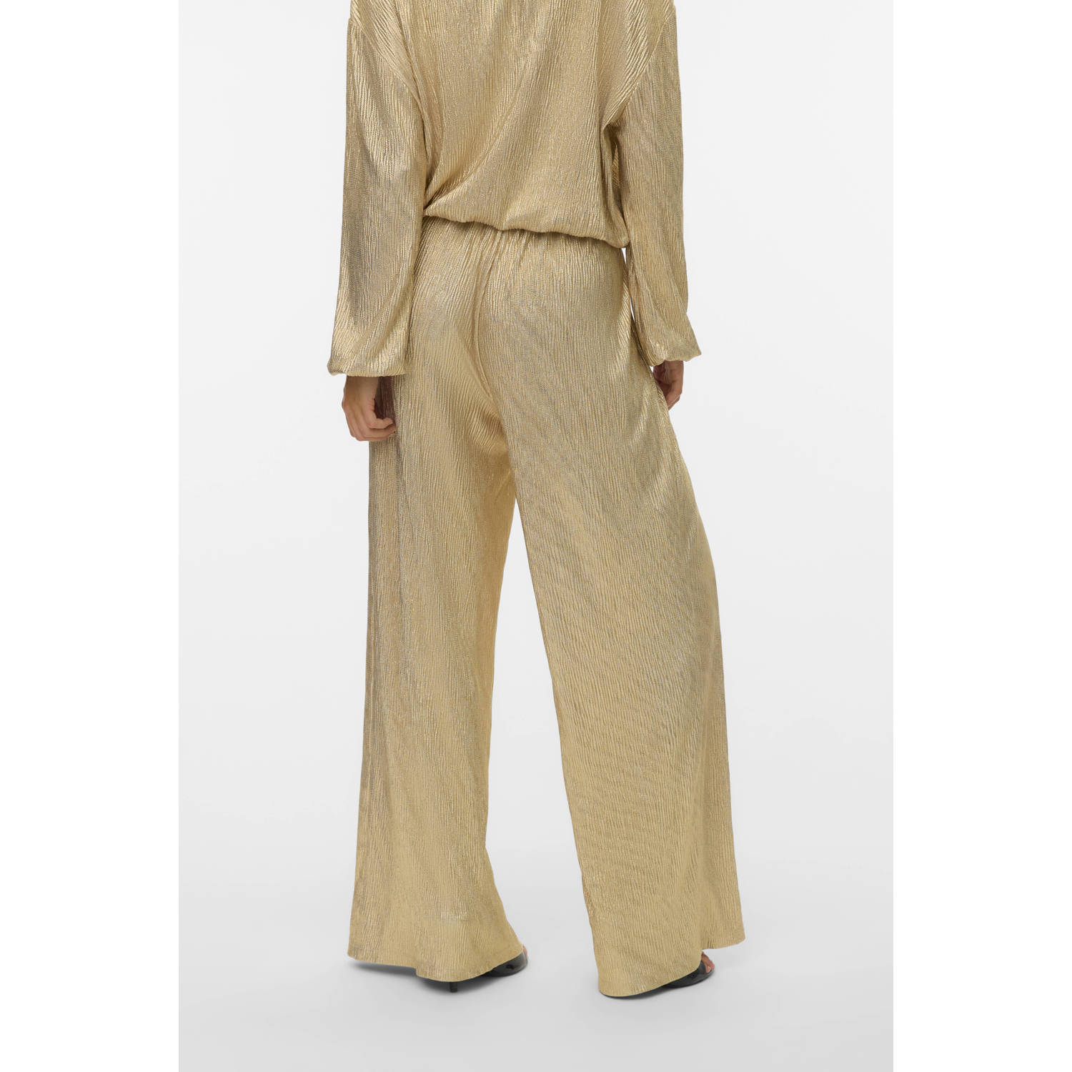 VERO MODA wide leg regular waist casual broek goud