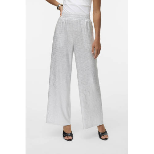 VERO MODA wide leg regular waist casual broek zilver afbeelding