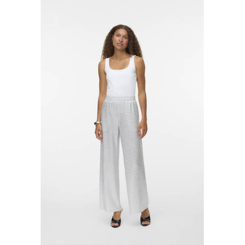 VERO MODA wide leg regular waist casual broek zilver afbeelding