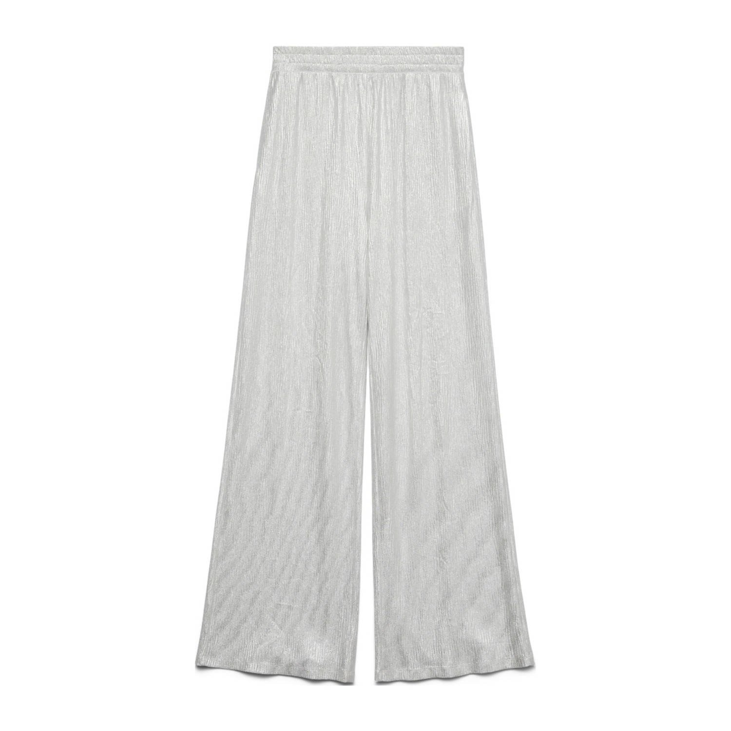 VERO MODA wide leg regular waist casual broek zilver