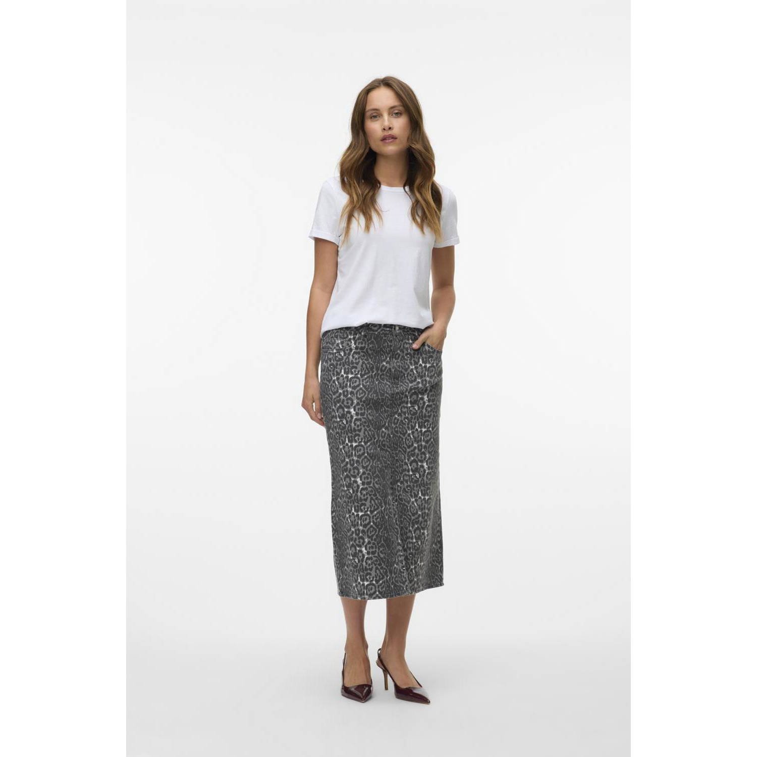 VERO MODA midi rok grijs