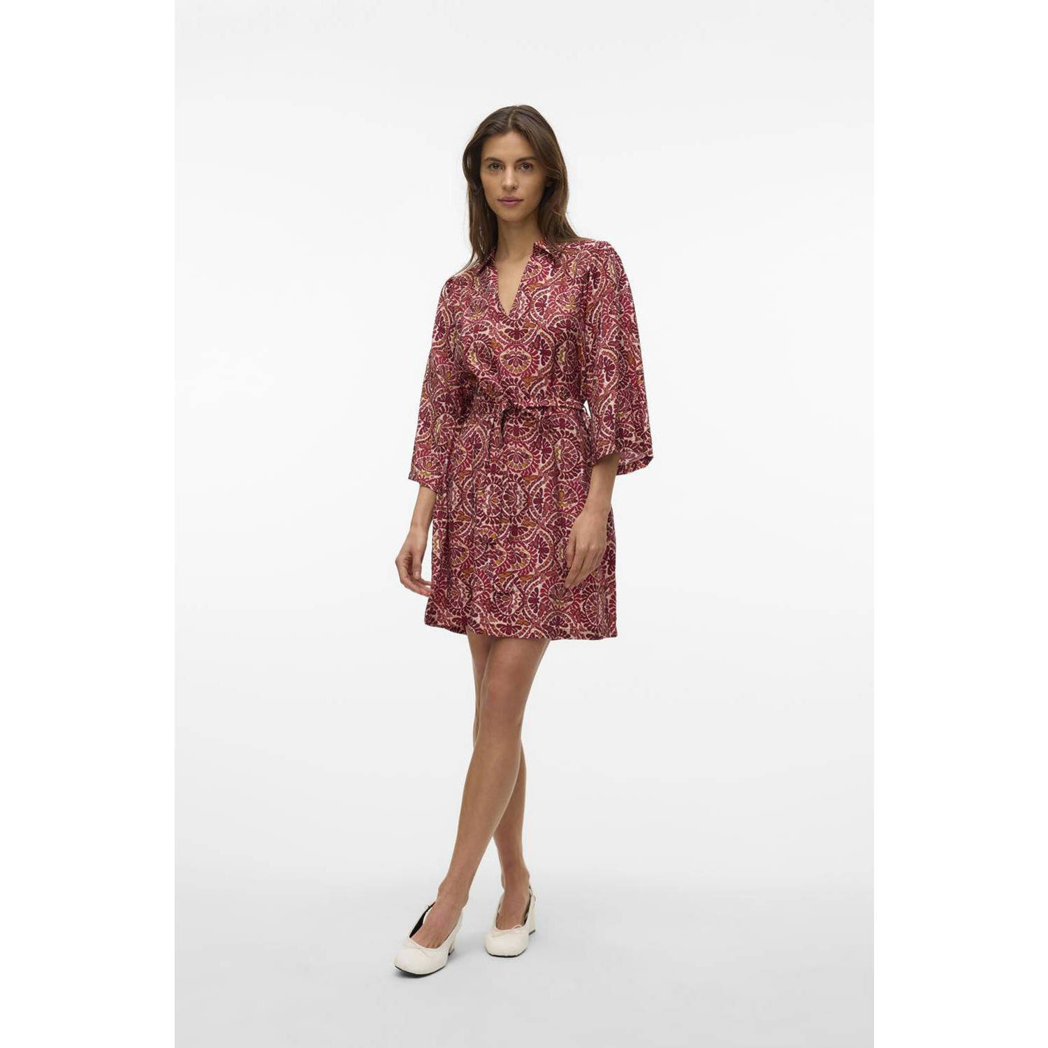 VERO MODA blousejurk donkerrood
