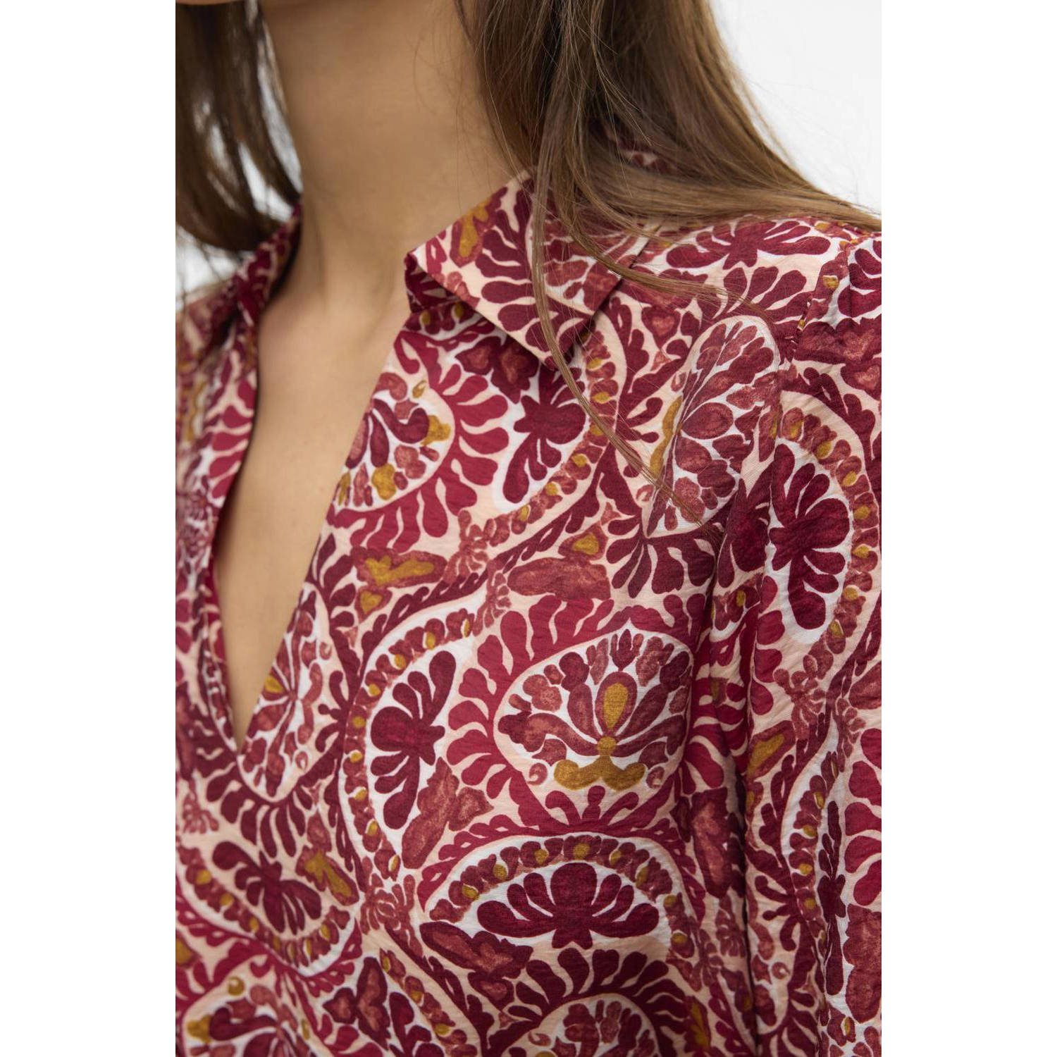 VERO MODA blousejurk donkerrood