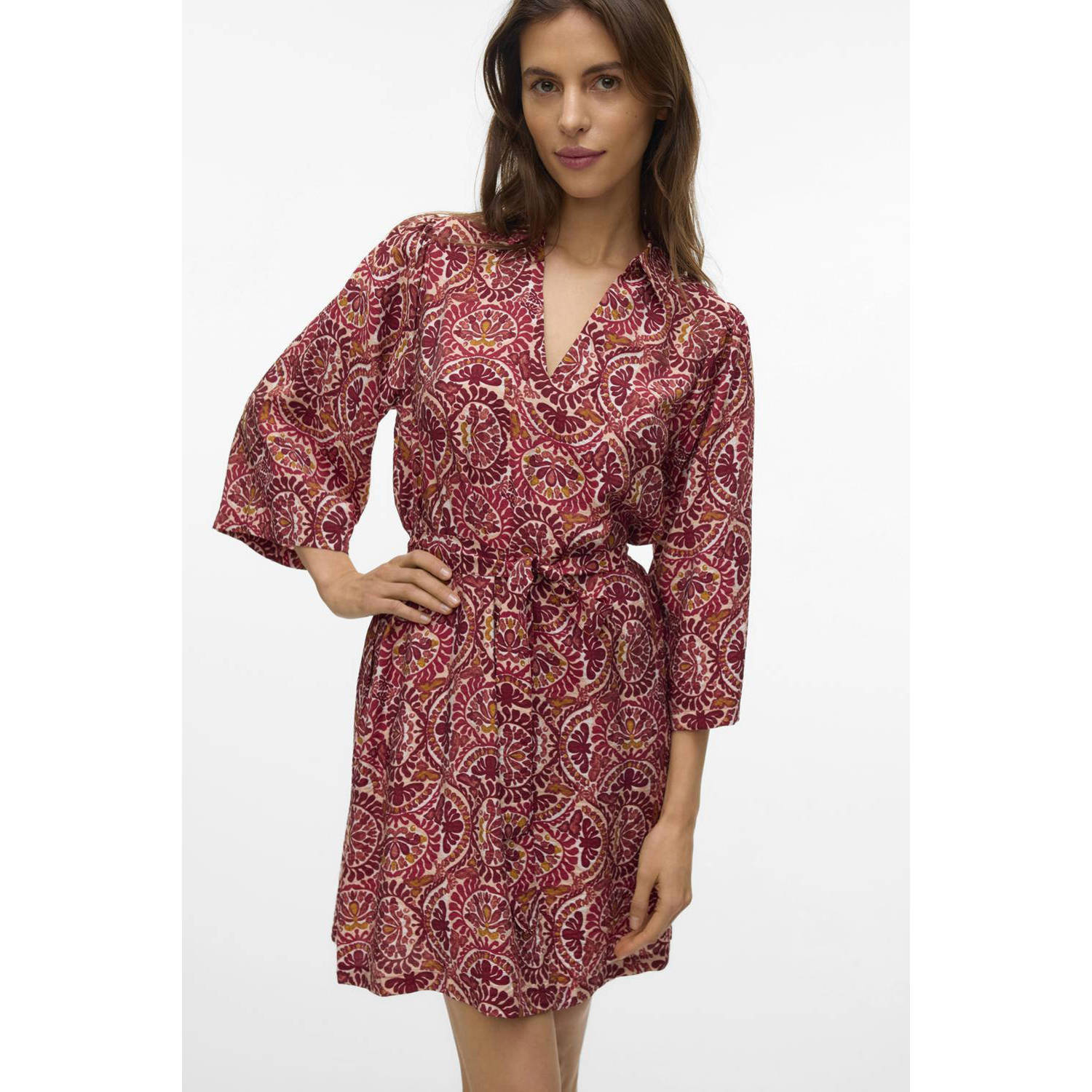 VERO MODA blousejurk donkerrood