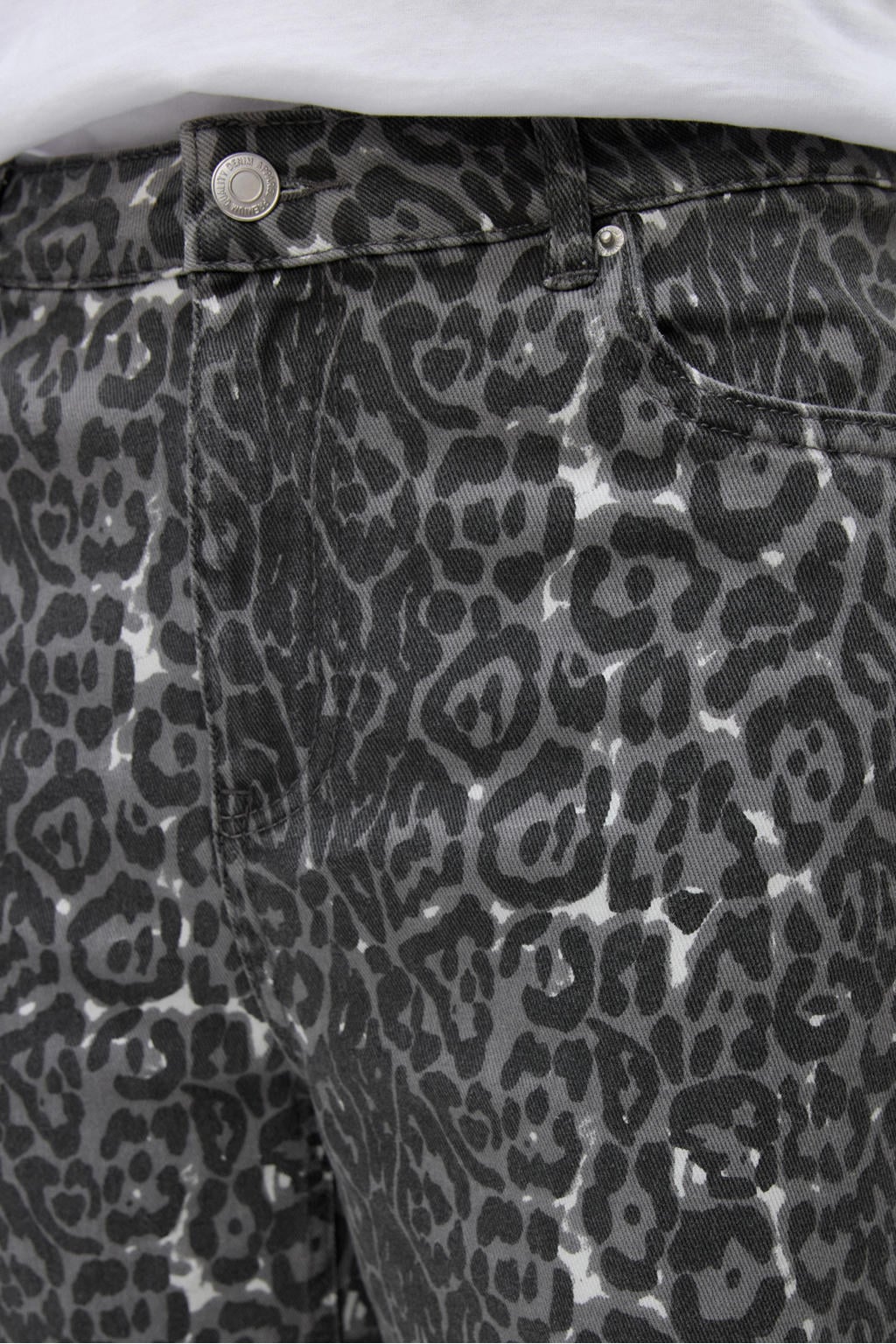 Bruine dames VERO MODA high waist wide leg jeans van denim met rits- en knoopsluiting en dierenprint