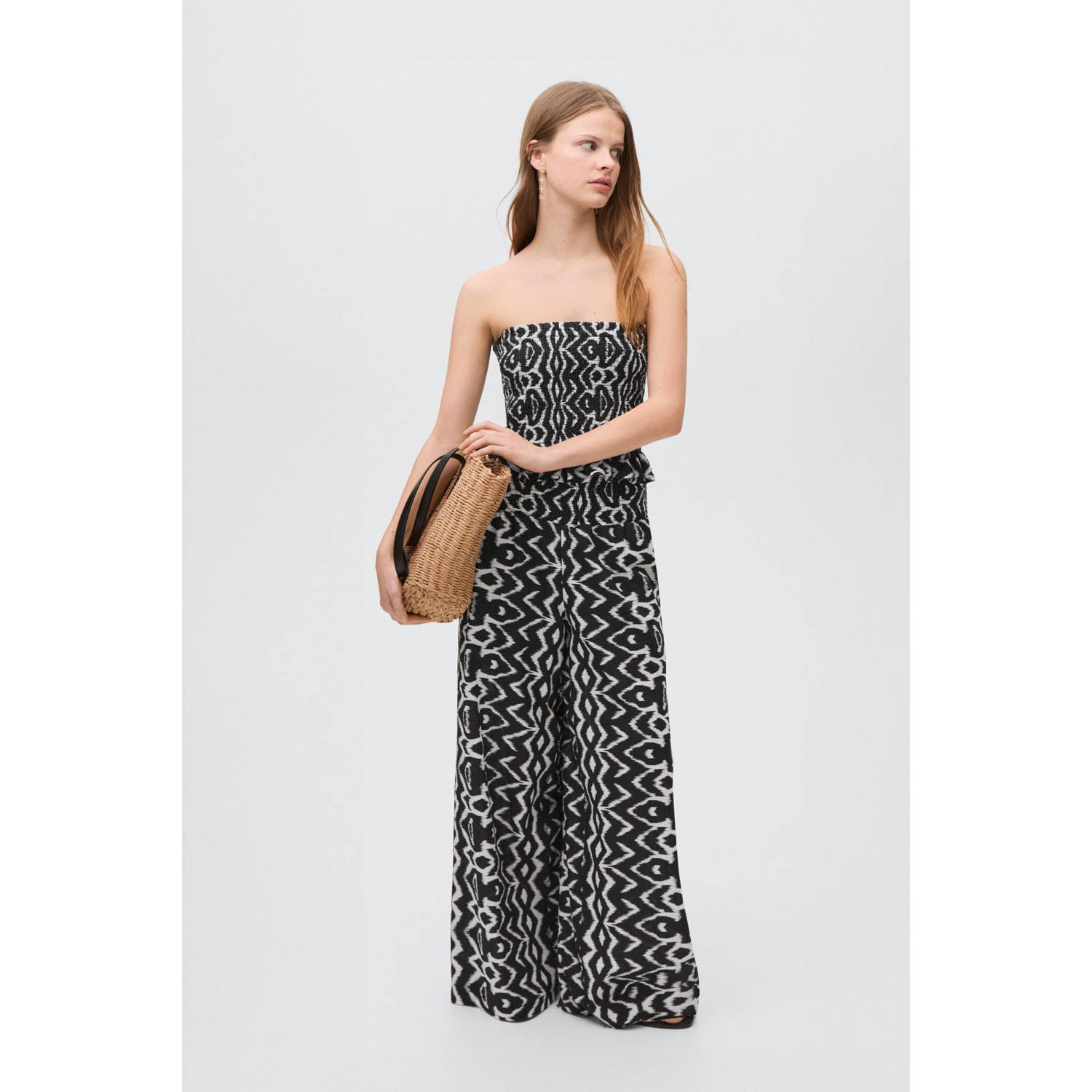 MANGO TEEN wide leg casual broek zwart