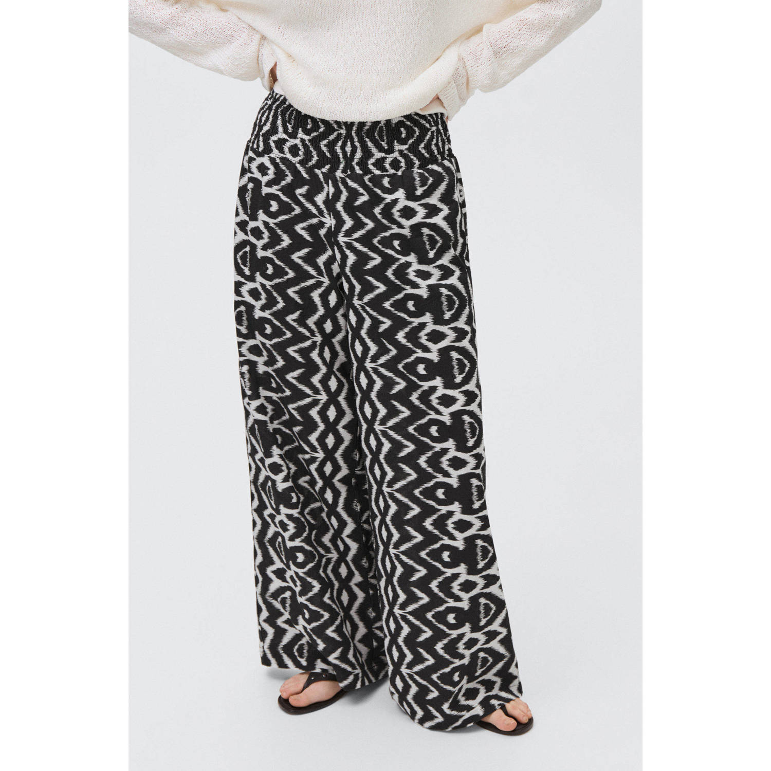 MANGO TEEN wide leg casual broek zwart