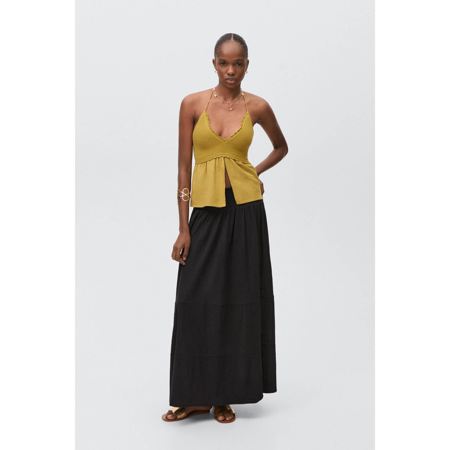 MANGO TEEN maxi rok zwart