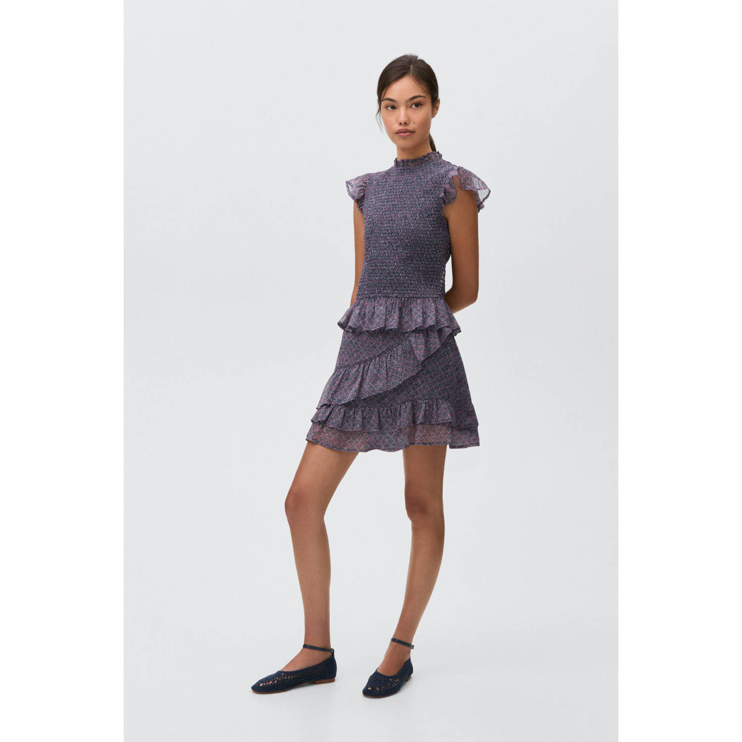 MANGO TEEN korte rok donkerblauw