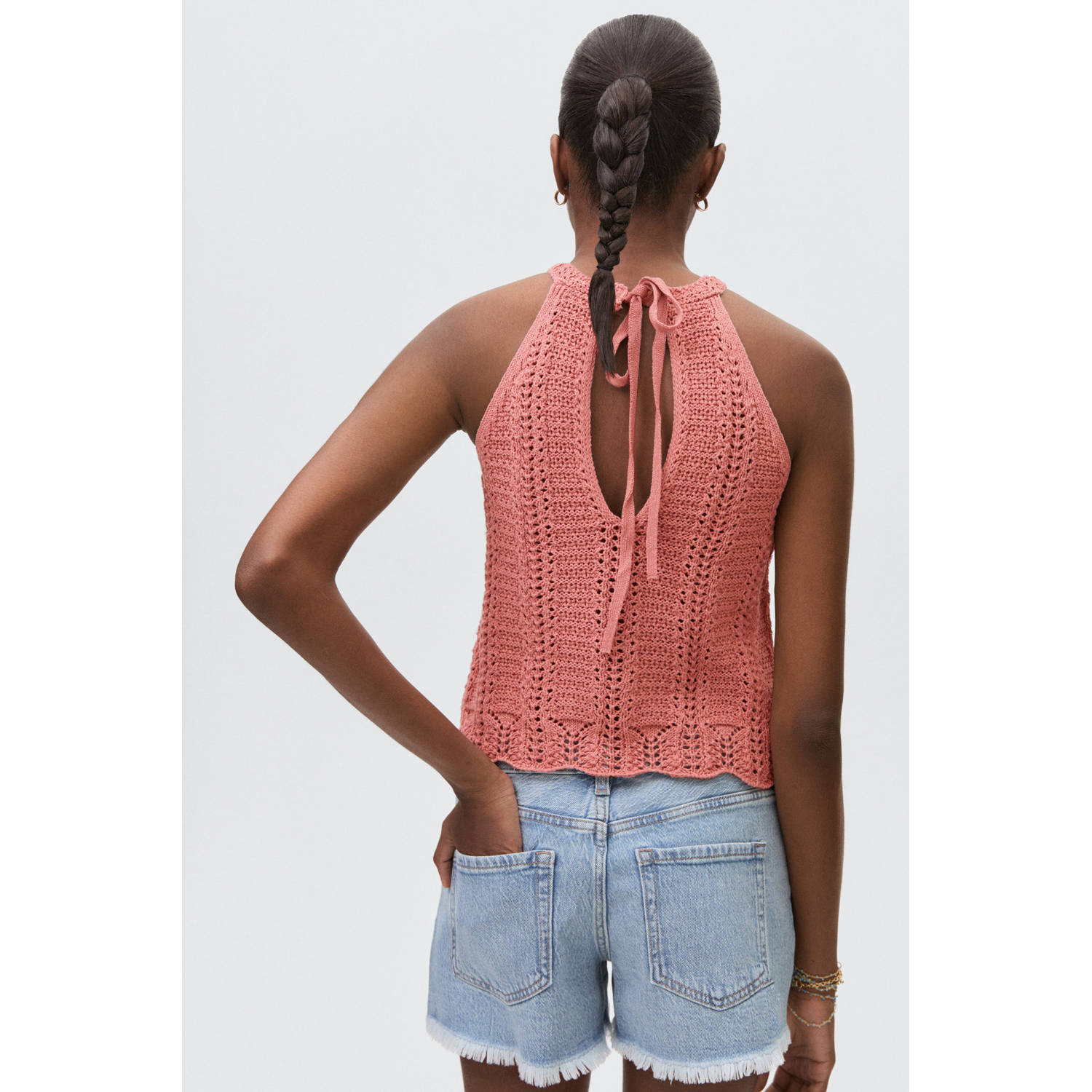 MANGO TEEN haltertop oudroze ajour