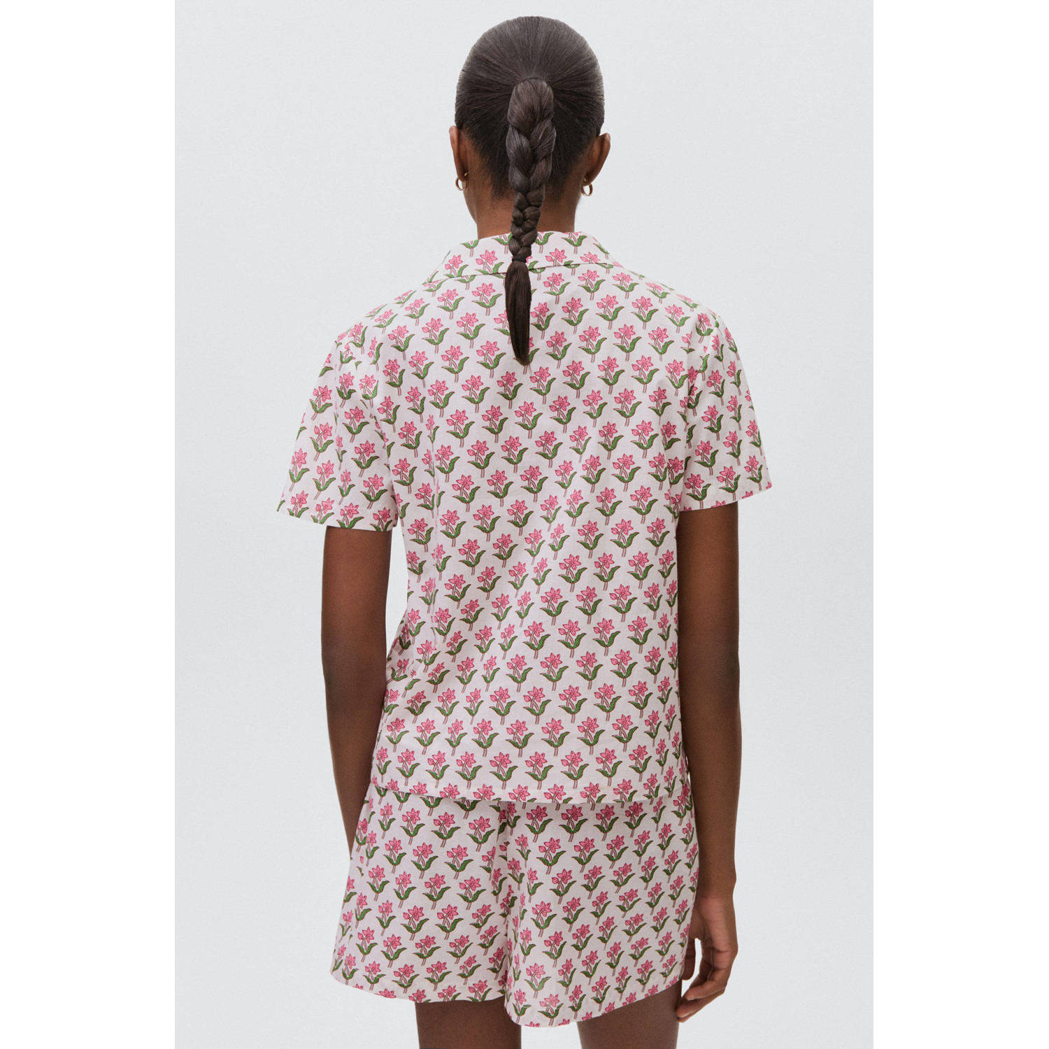MANGO TEEN shortama roze offwhite groen