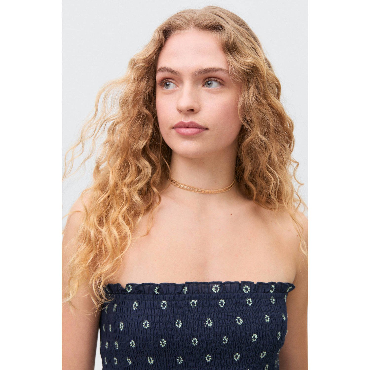 MANGO TEEN strapless top donkerblauw