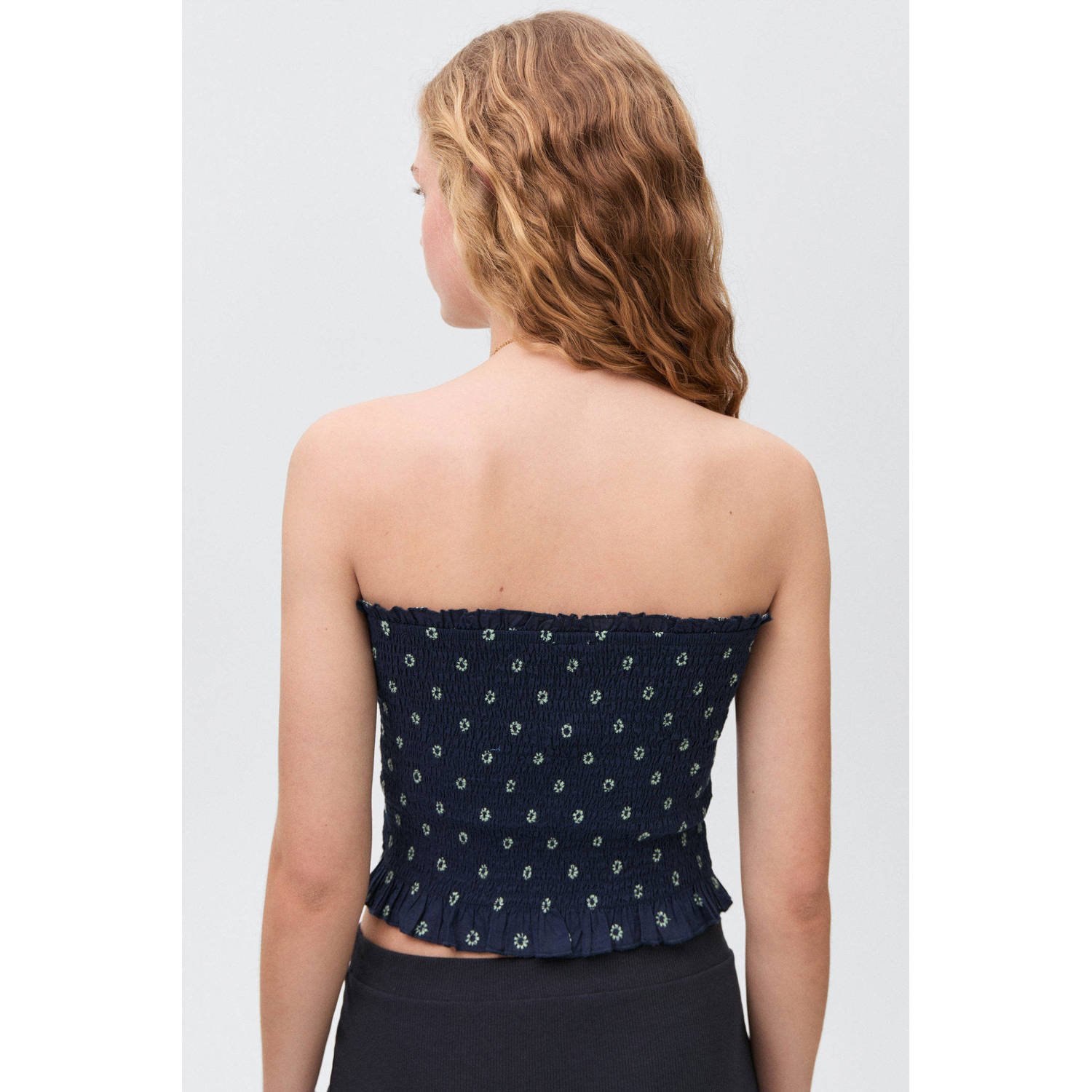 MANGO TEEN strapless top donkerblauw