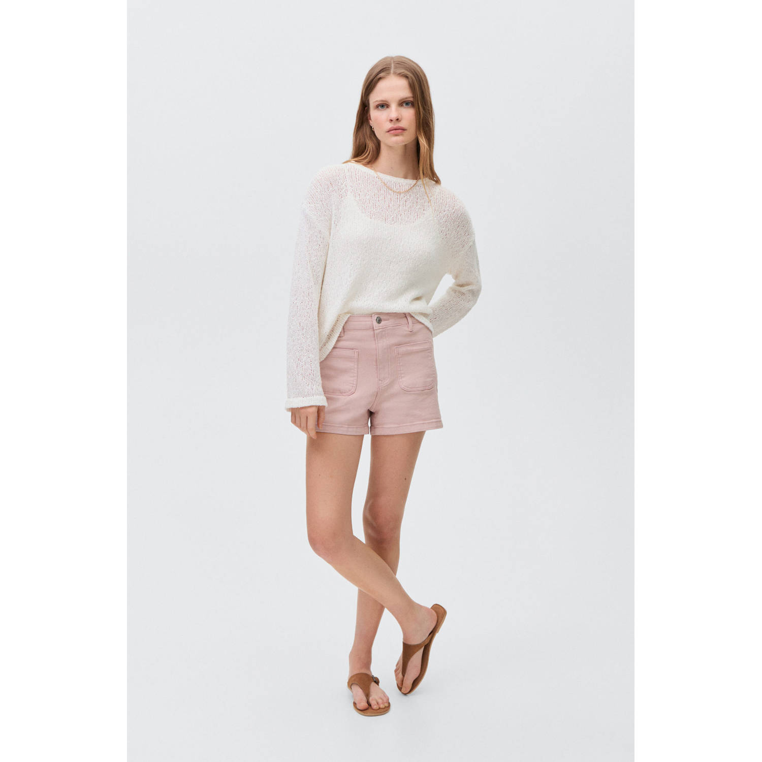 MANGO TEEN denim short lichtroze
