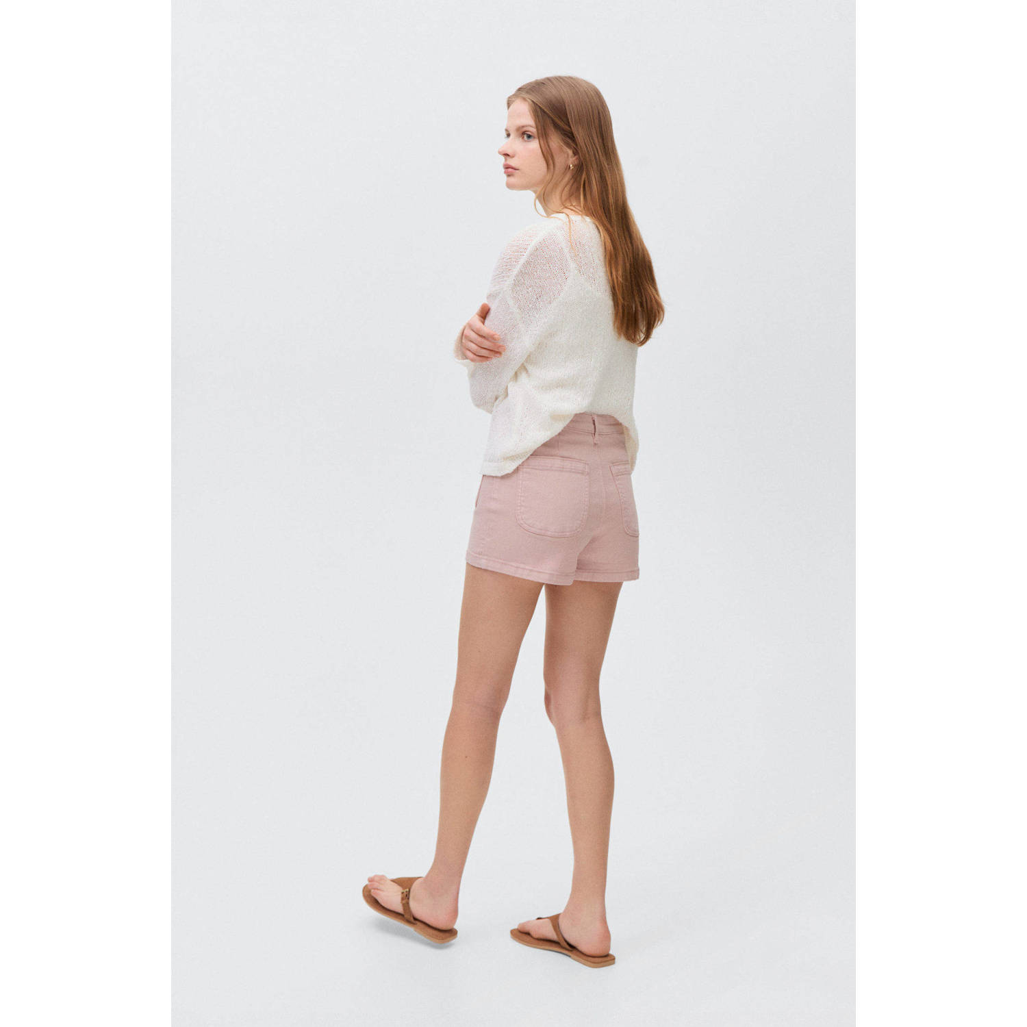 MANGO TEEN denim short lichtroze