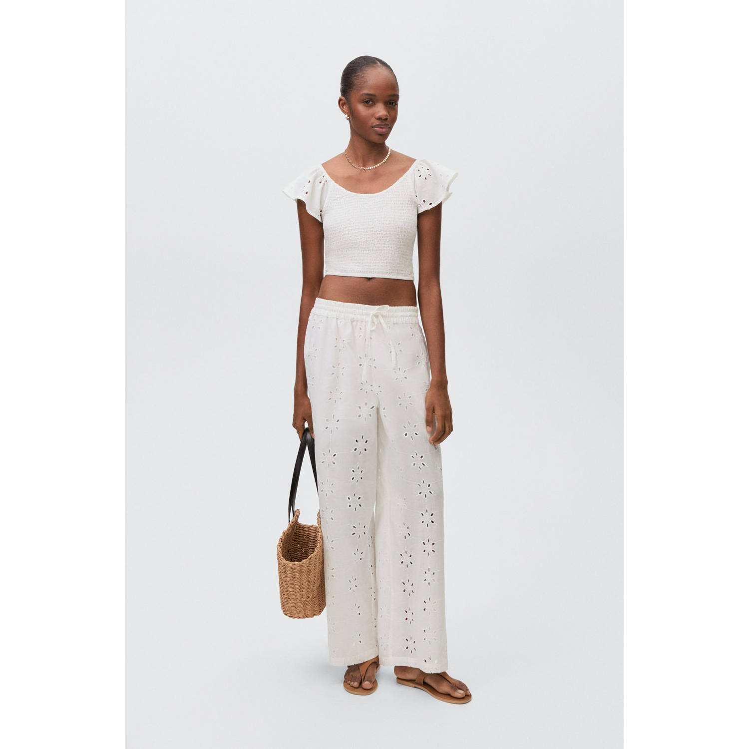 MANGO TEEN cropped top wit broderie