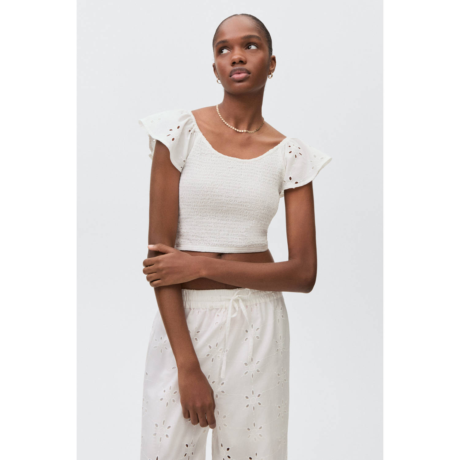 MANGO TEEN cropped top wit broderie