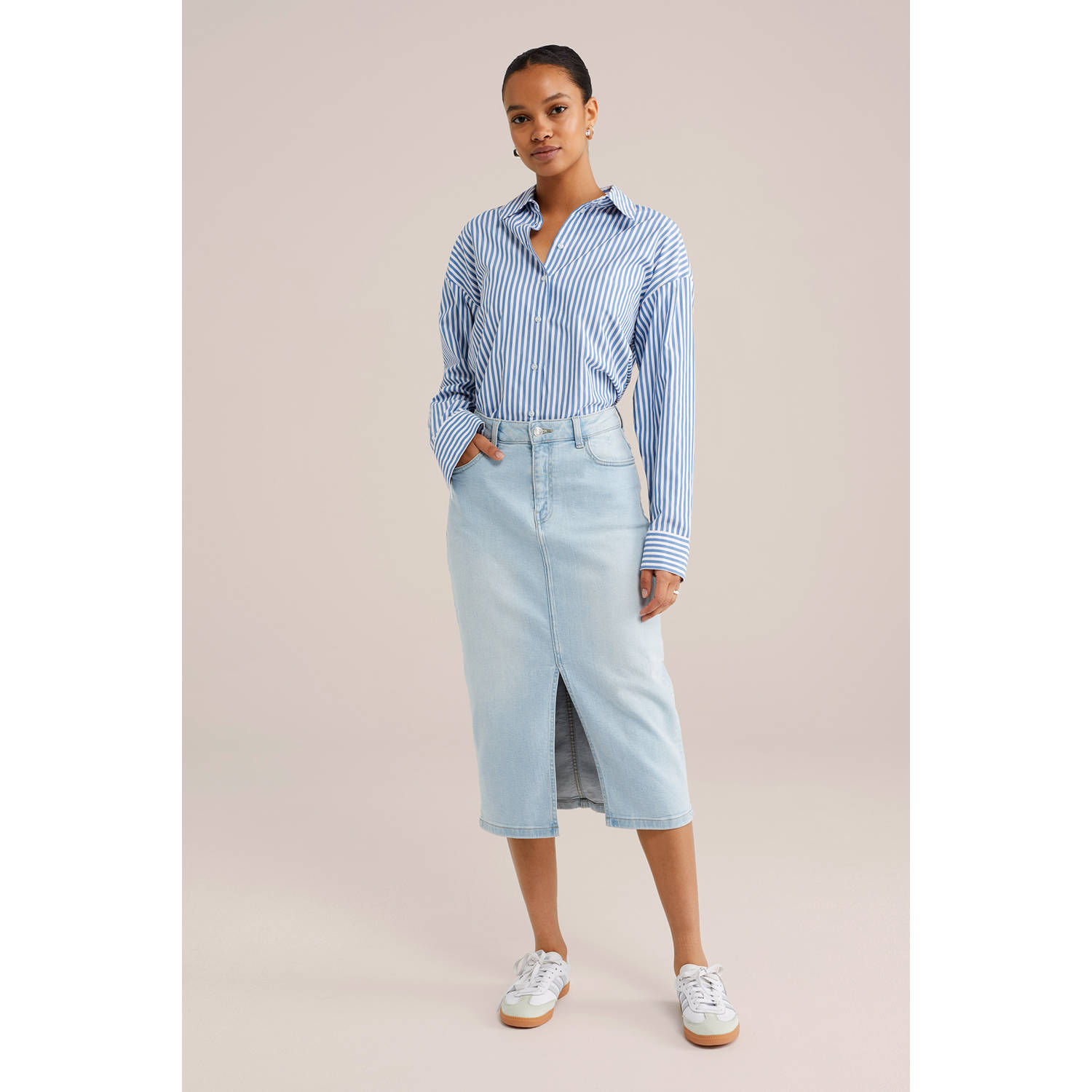 WE Fashion Blue Ridge denim spijkerrok light blue denim