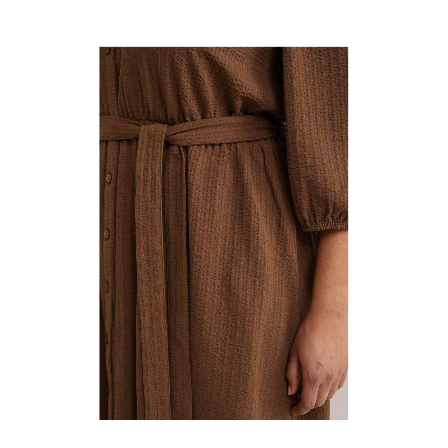 WE Fashion Curve A-lijn jurk bruin