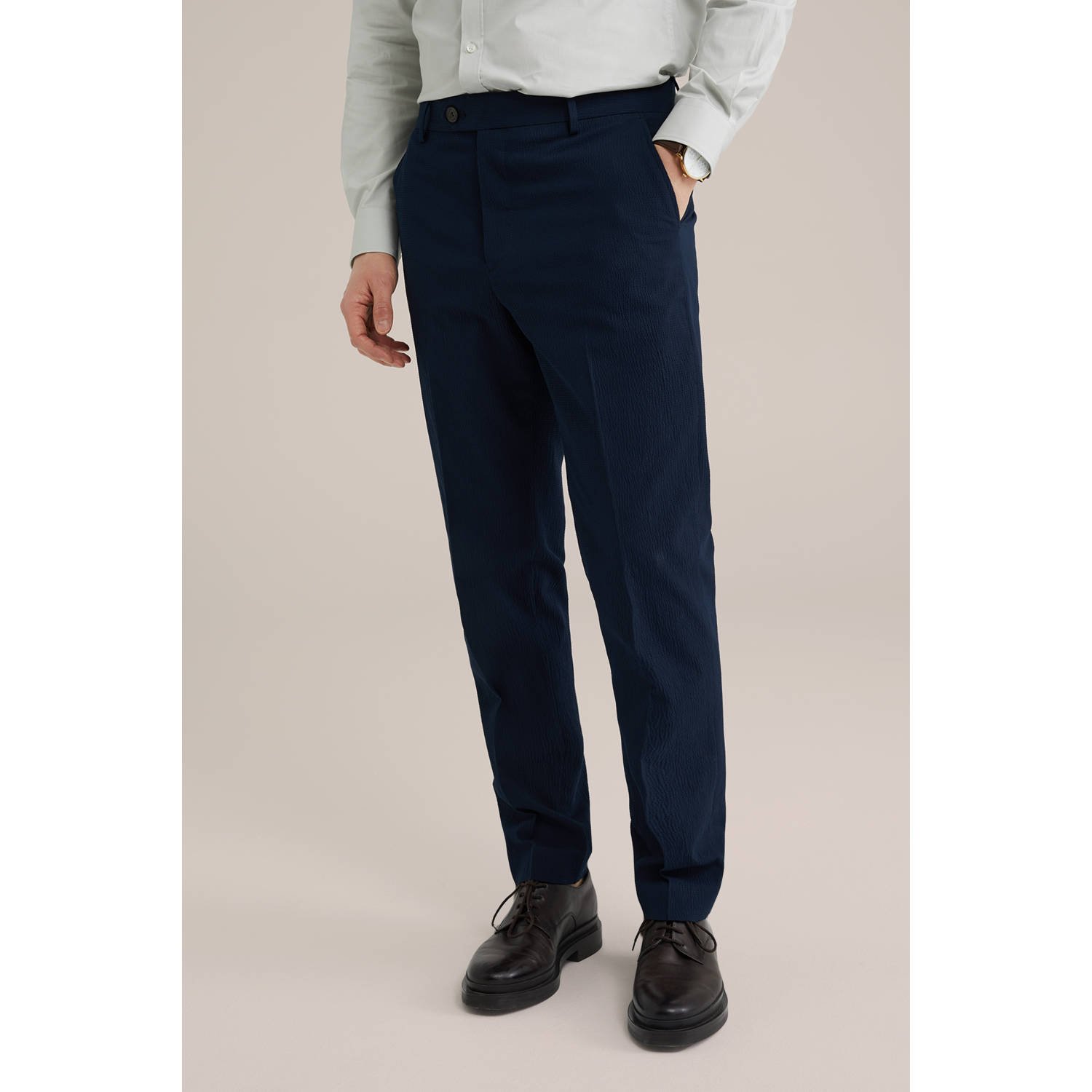 WE Fashion slim pantalon donkerblauw