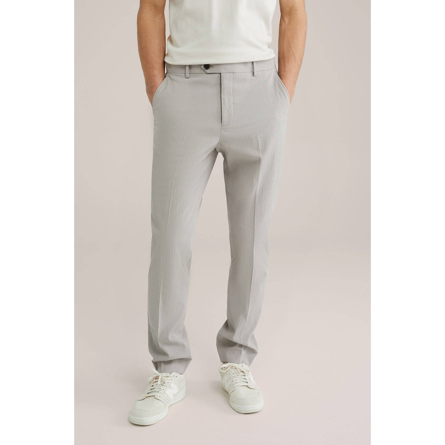 WE Fashion slim pantalon lichtgrijs