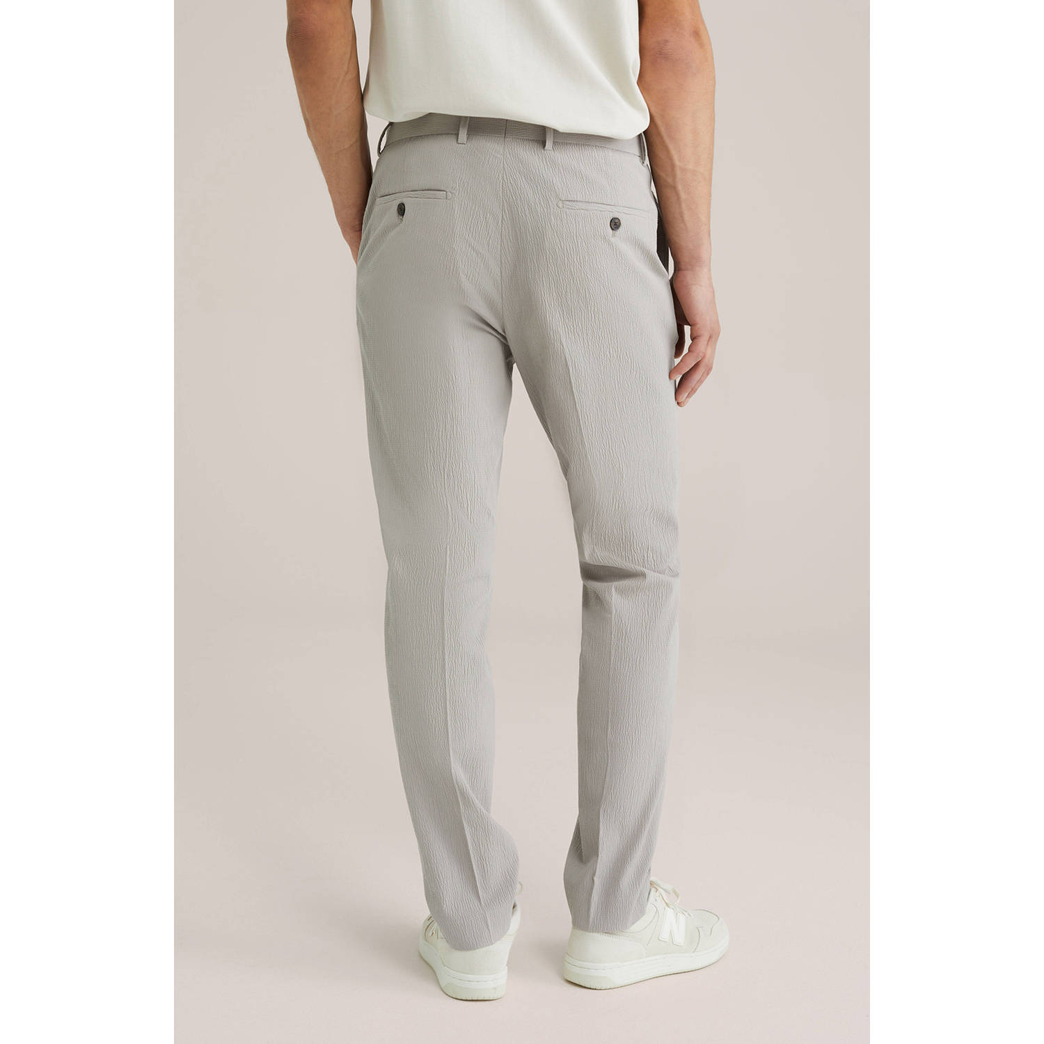 WE Fashion slim pantalon lichtgrijs