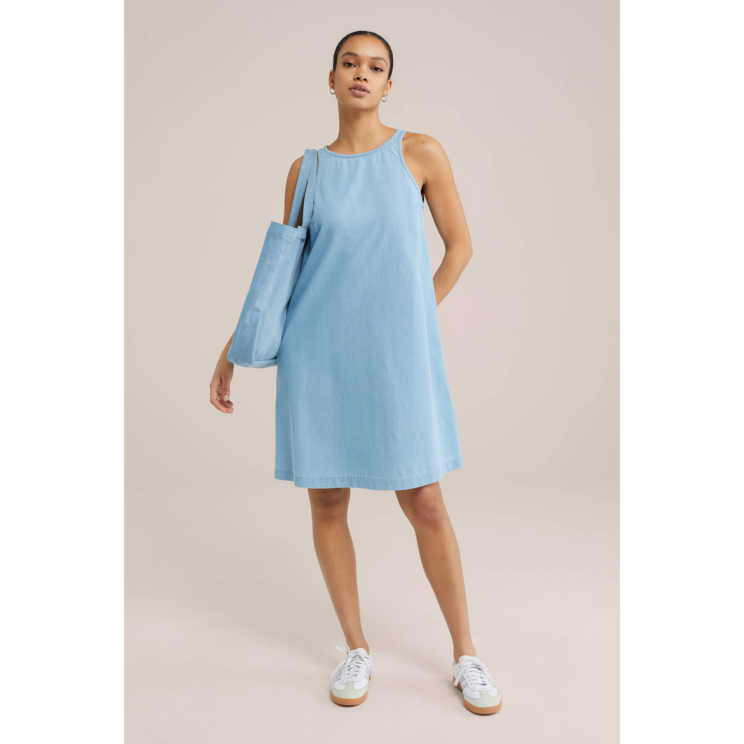 WE Fashion Blue Ridge spijkerjurk light blue denim