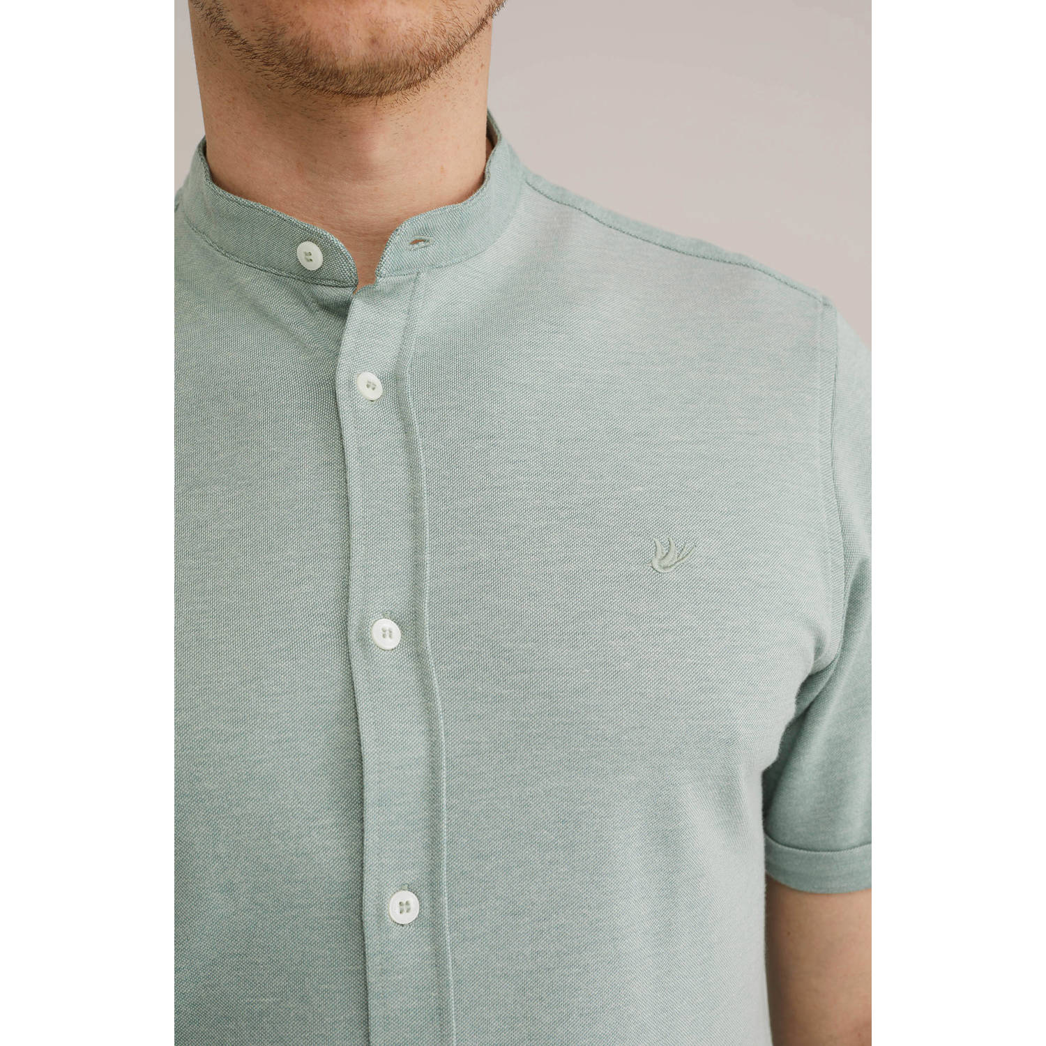 WE Fashion WE Fundamentals casual overhemd grijsgroen