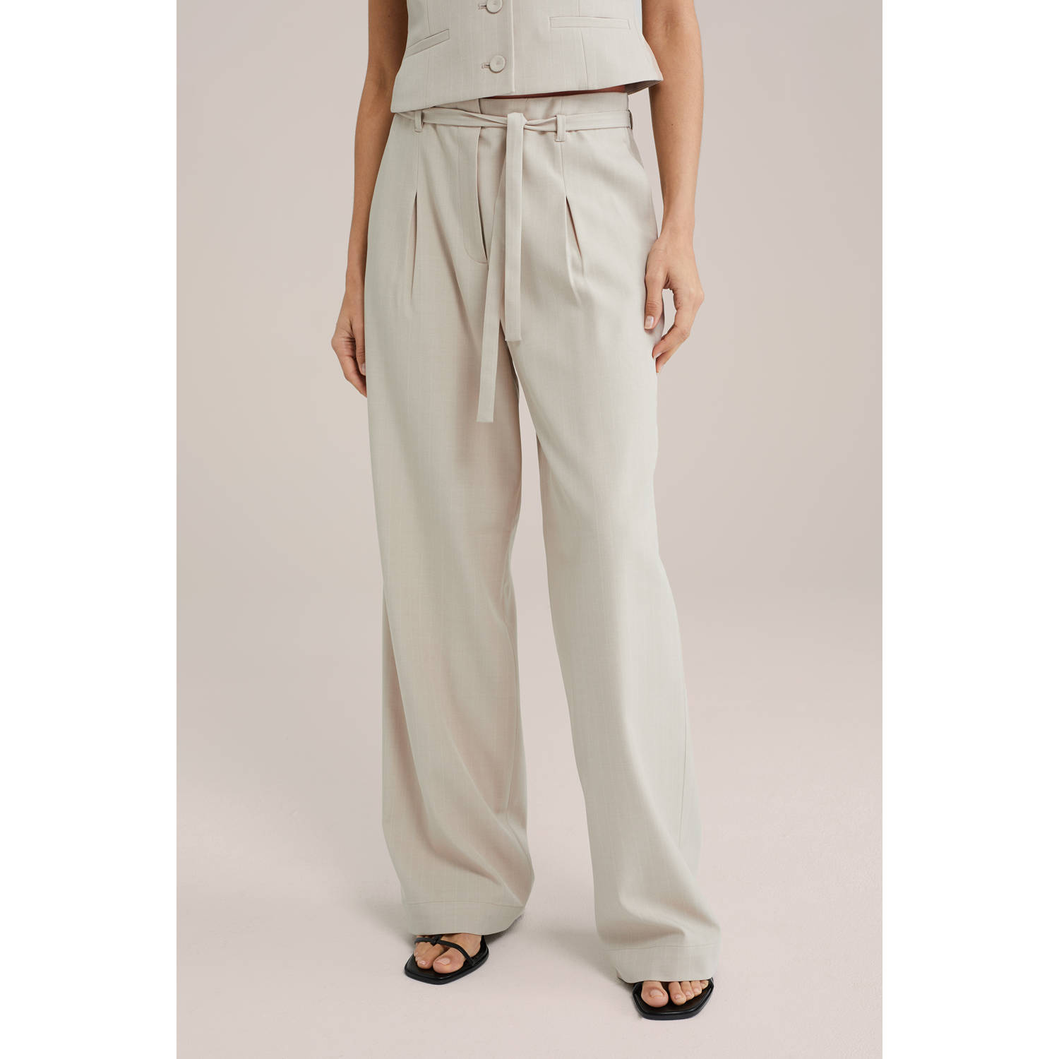 WE Fashion regular waist pantalon zand