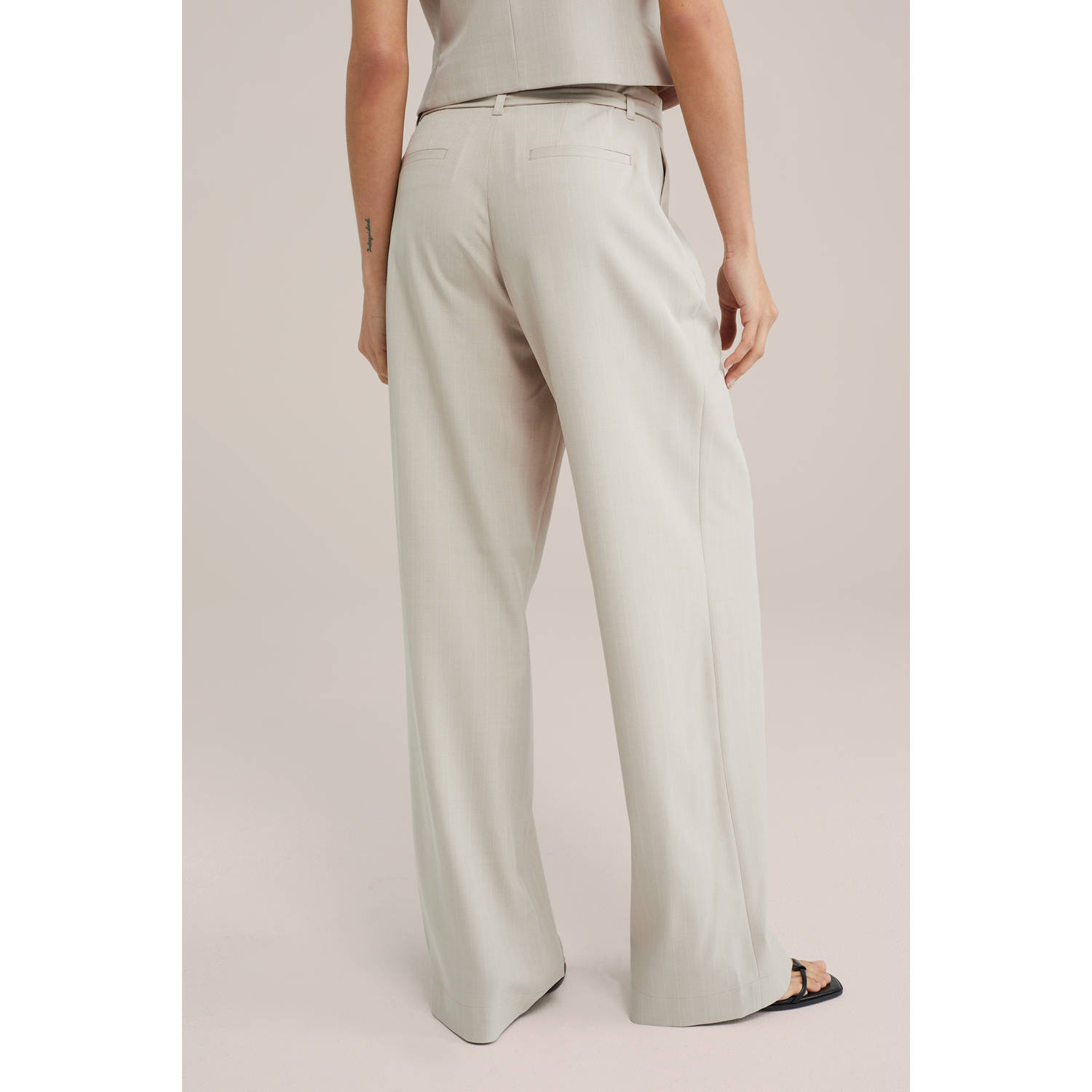 WE Fashion regular waist pantalon zand