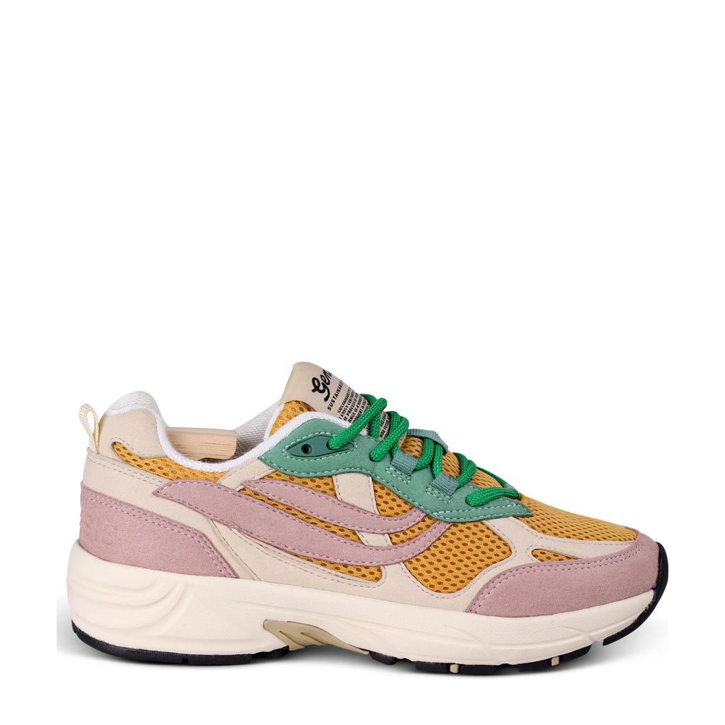 Multi en roze dames Genesis G-eco '00 flowers chunky sneakers van imitatiesuède en textel met veters