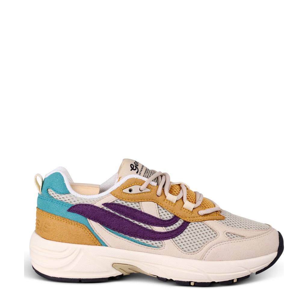 Multi en beige dames Genesis G-eco '00 flowers chunky sneakers van imitatiesuède en textel met veters