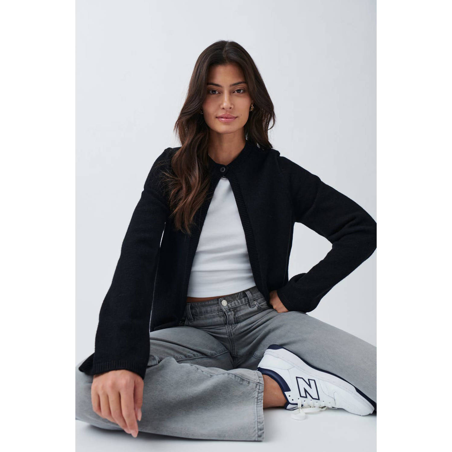 Gina Tricot gebreid vest zwart