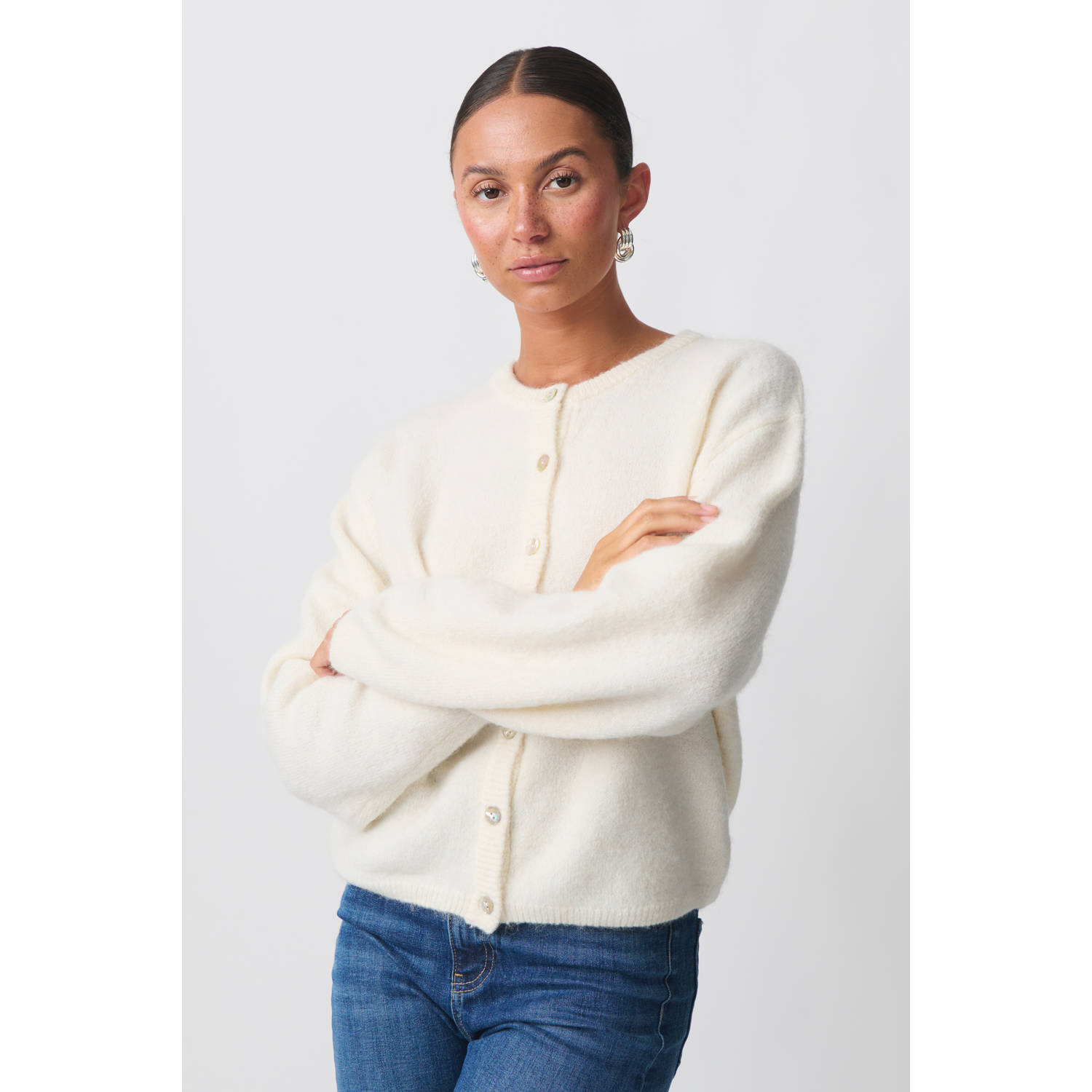 Gina Tricot gebreid vest ecru