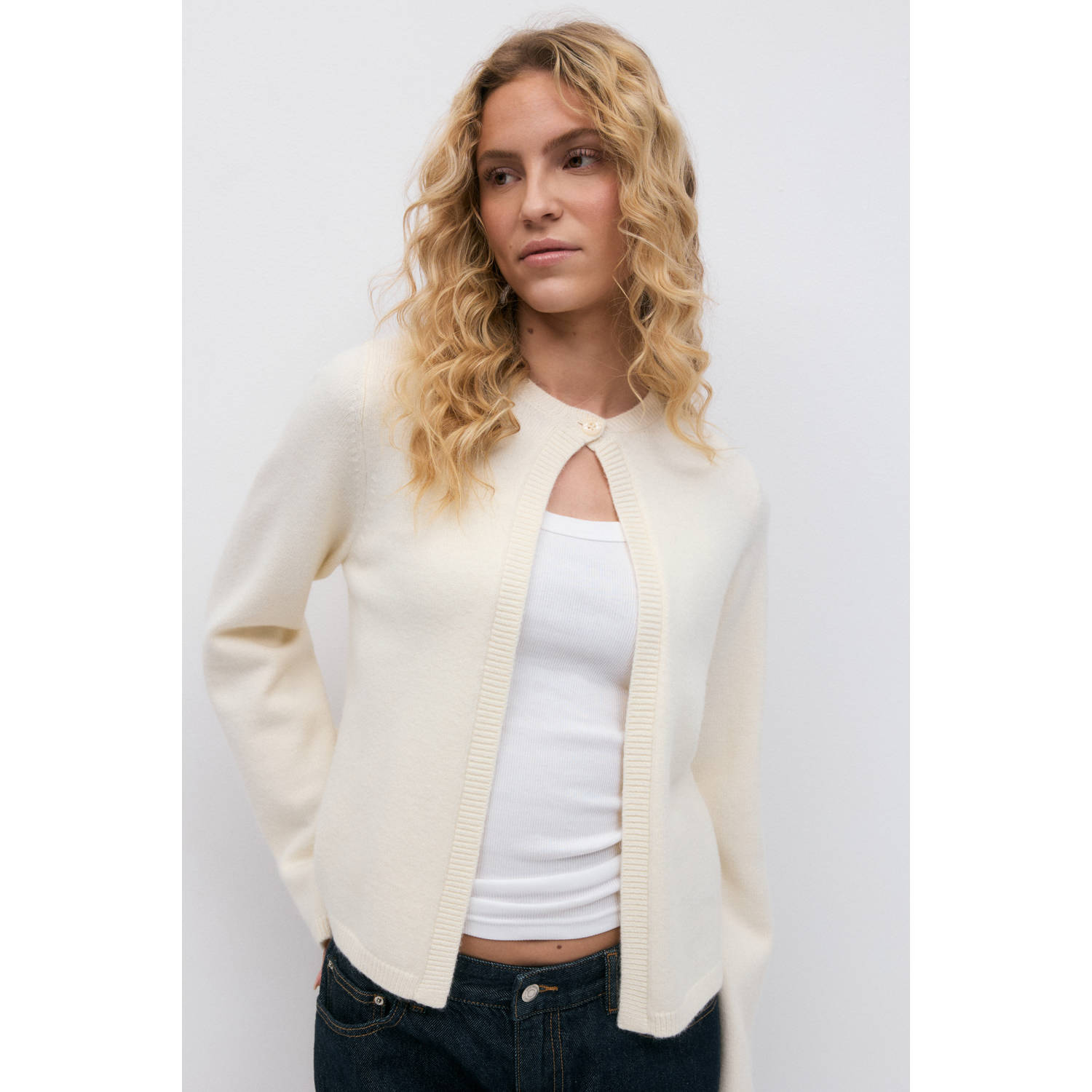 Gina Tricot gebreid vest ecru