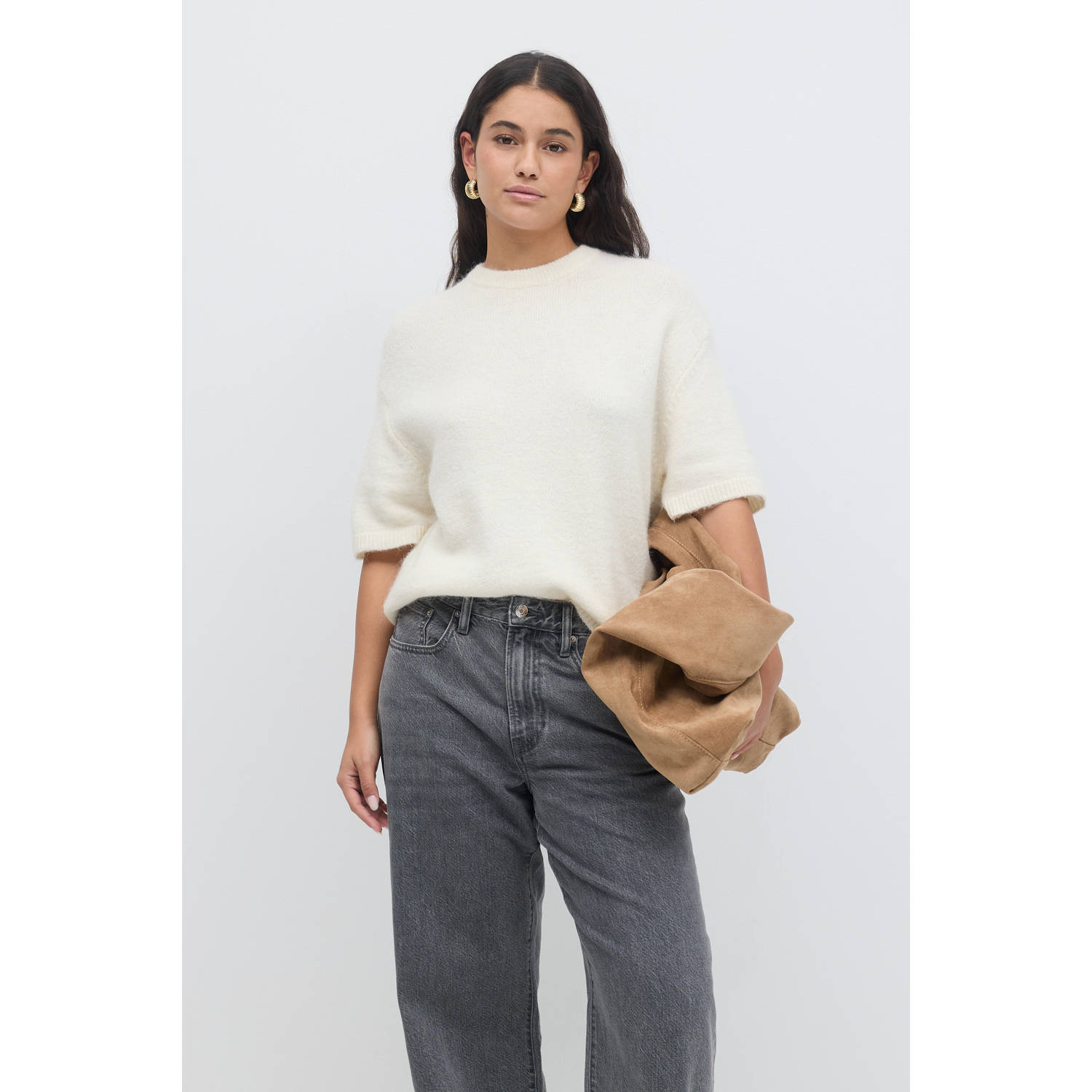Gina Tricot top ecru gebreid