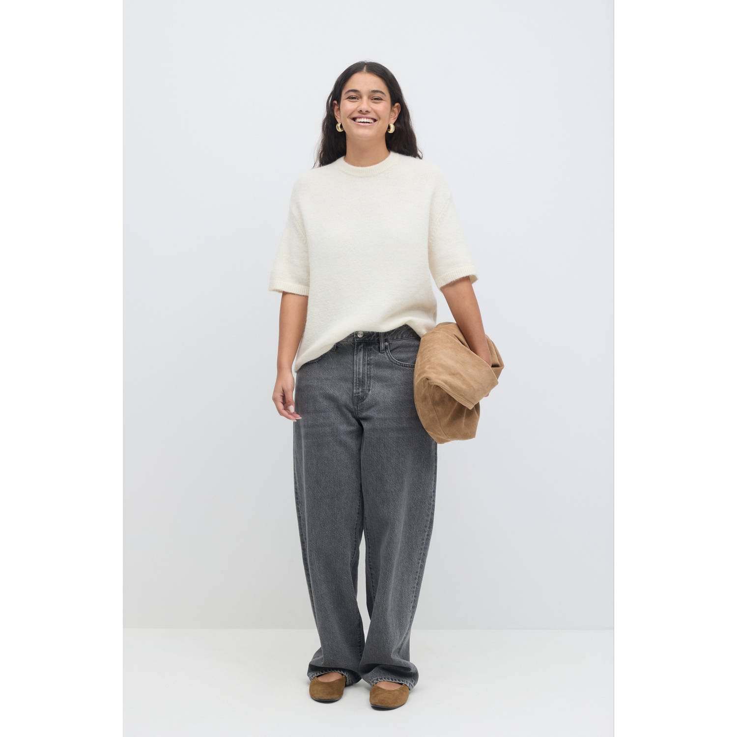 Gina Tricot top ecru gebreid